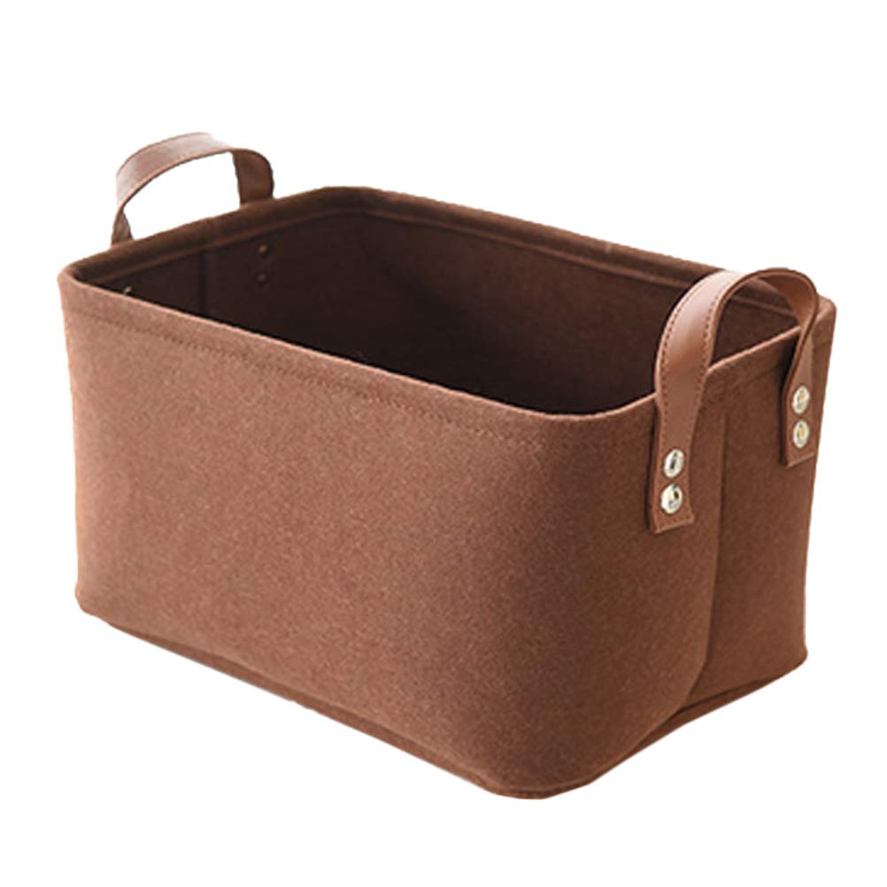 Cabilock 1PC Felt Storage Basket - Portable Desktop Organizer, Creative Non-Woven Storage Container for Home, Office & Bathroom - Simple Stylish Brown Storage Bin for Sundries, Cosmetics & Small Items