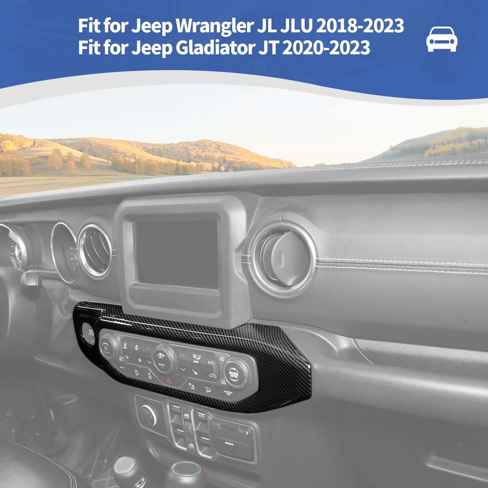 Carbon Fiber AC Control Panel Trim Cover for Jeep Wrangler JL JLU & Gladiator JT (2018-2023) - Interior Dash Upgrade Accessory | Perfect for Off-Roading & Custom Jeep Modifications