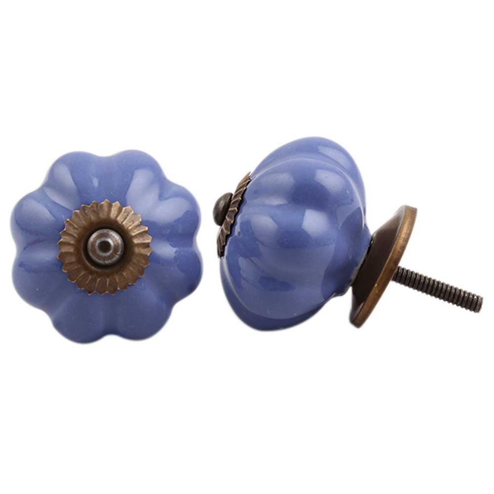 Premium 16-Pack Ceramic Solid Blue Drawer Knobs - Elegant Kitchen Cabinet Hardware & Dresser Pulls for Home Decor - Perfect for Cabinets, Drawers, Furniture Upgrades and DIY Projects