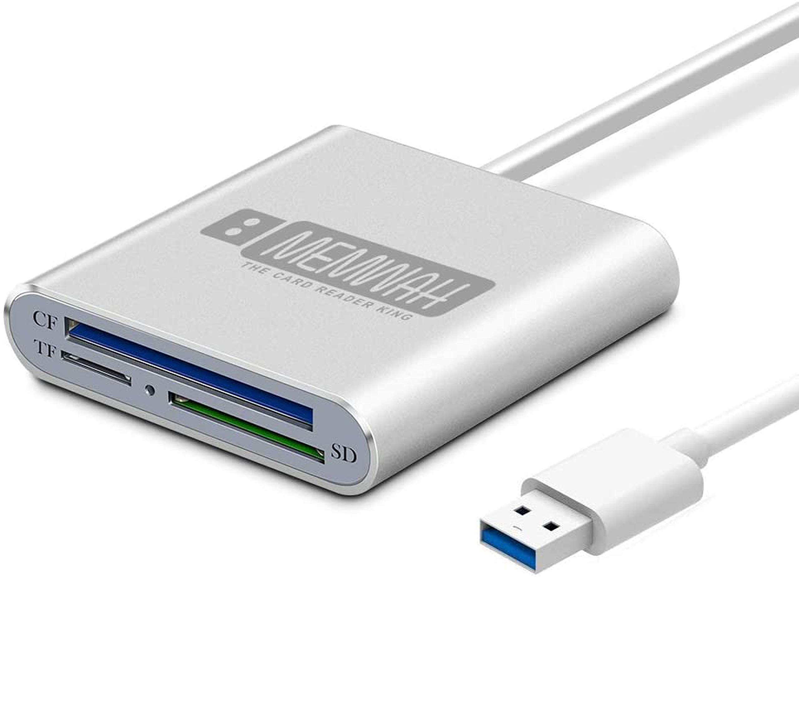 Memwah Aluminum USB 3.0 Multi-Card Reader - 3-in-1 High-Speed Memory Card Adapter for CF/SD/Micro SD - Compatible with MacBook Pro, iMac, Windows PC & Laptops - Perfect for Photographers, Videographers & Data Transfer