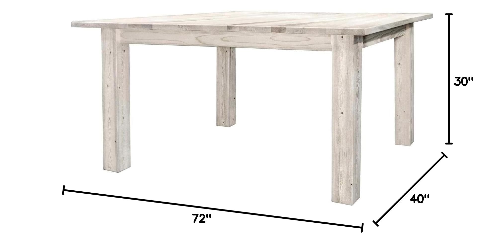 Montana Woodworks Solid Wood Dining Table - Handcrafted Farmhouse Style for Kitchen, Dining Room & Outdoor Entertaining