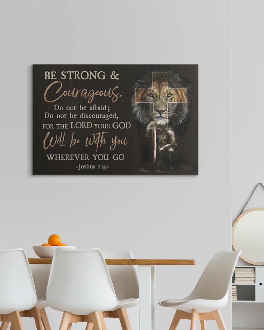 Christian Warrior Be Strong And Courageous Jesus Wall Art - Inspirational Horizontal Canvas Prints for Home & Church Decor - Religious God Art for Living Room, Bedroom, Office