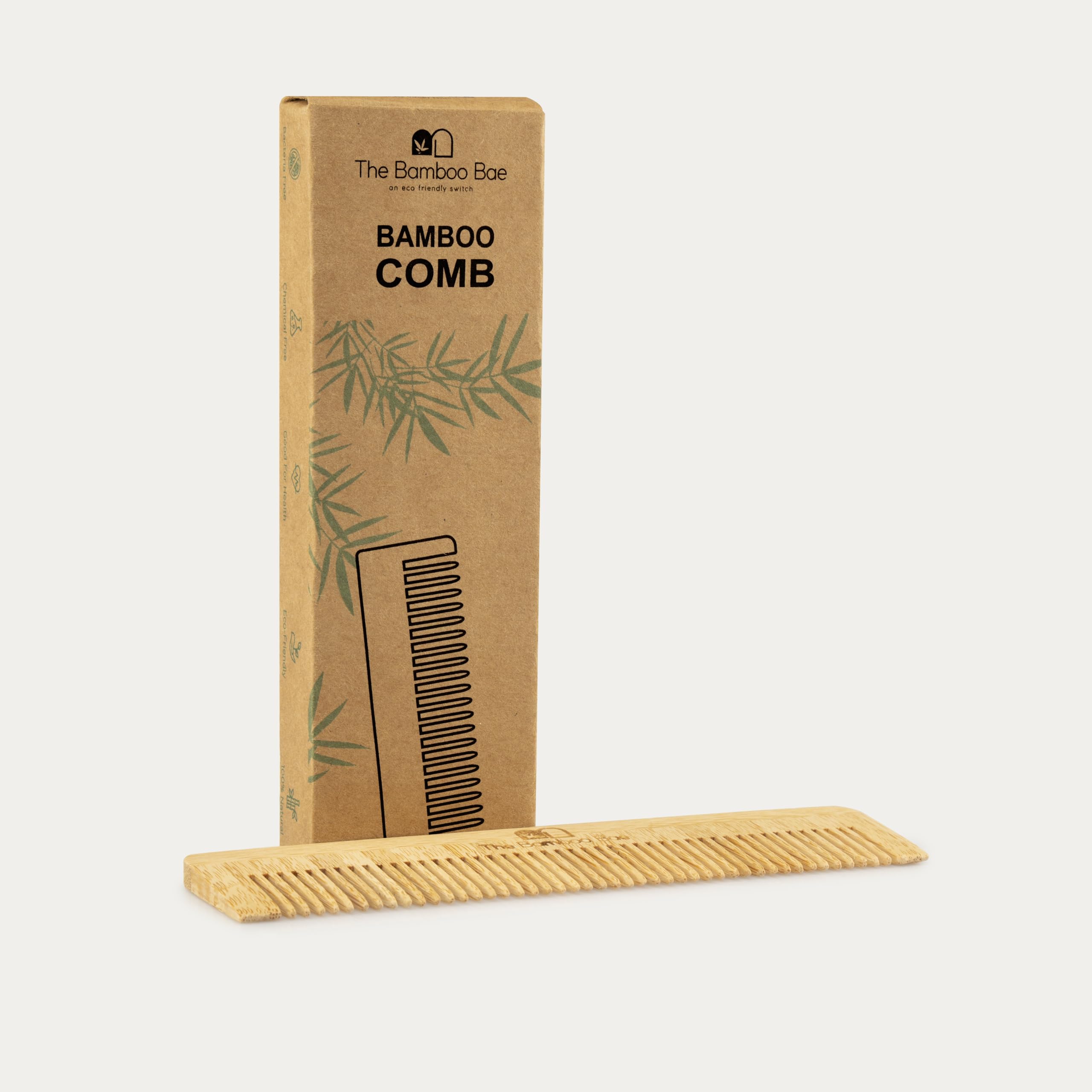 Natural Bamboo Hair Comb for Smooth Detangling - Handmade Wooden Pocket Comb for Travel, Anti-Static & Hair Growth - Perfect for Home, Office, Gym Bag & On-The-Go Styling