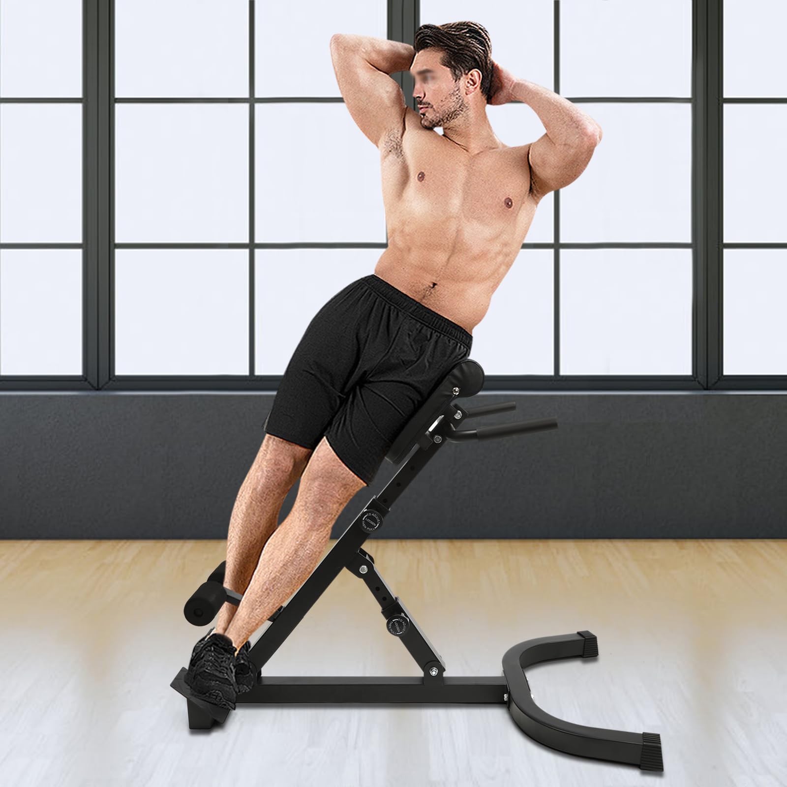 5-Level Adjustable Hyperextension Roman Chair - Back Extension Machine for Glute, Hamstring & Ab Workouts - Home Gym Sit-Up Bench - Perfect for Core Training & Strength Exercises