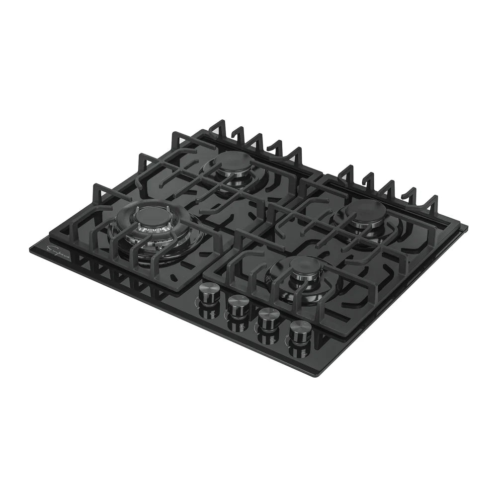 Empava 24-Inch Built-In Gas Cooktop with 4 Italian SABAF Burners - NG/LP Convertible, Black Tempered Glass - Perfect for Modern Kitchens & Home Renovations