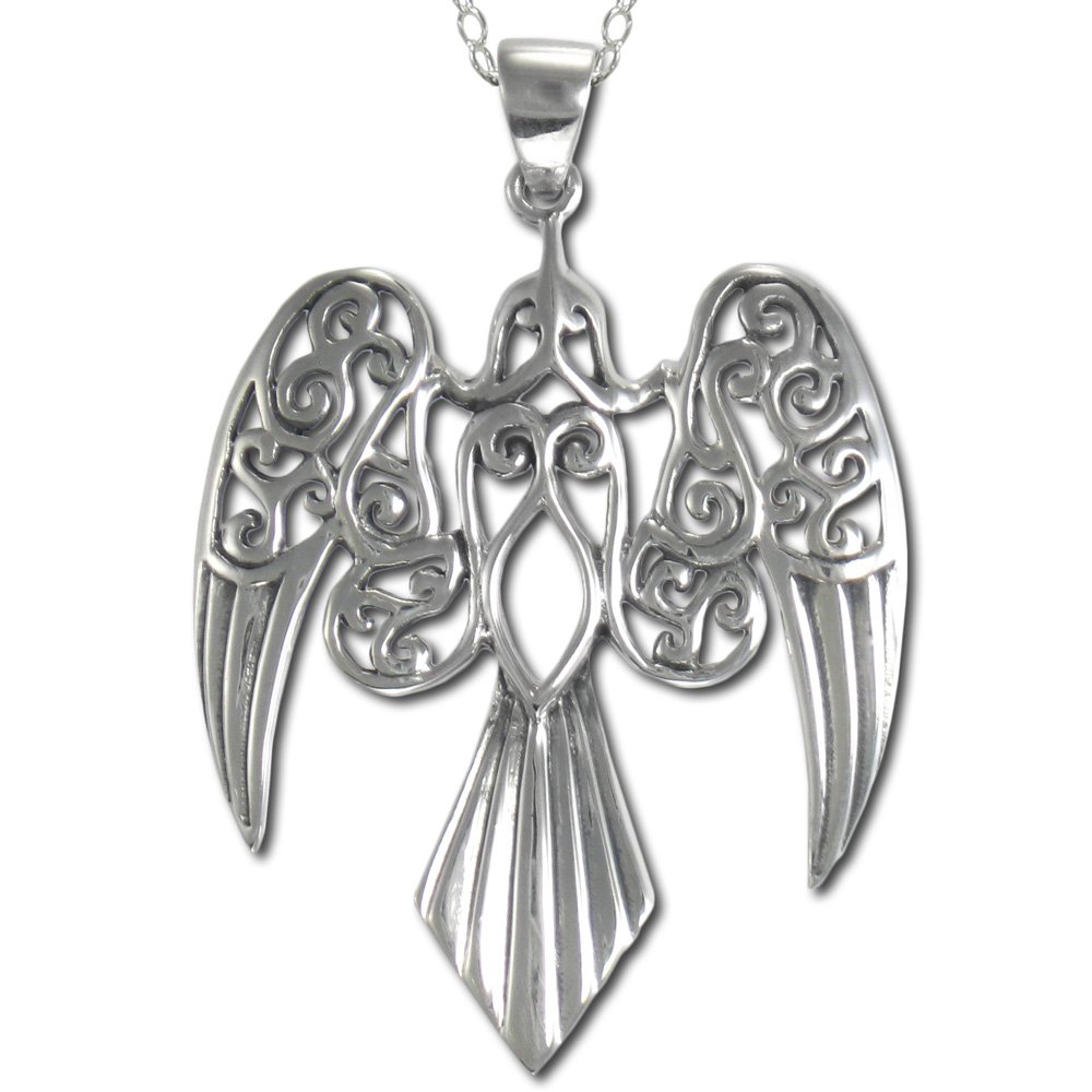 Morrigan Raven Sterling Silver Necklace - Adjustable Cable Chain 16-30 Inches - Perfect for Gothic Fashion, Pagan Jewelry & Celtic Gift Giving