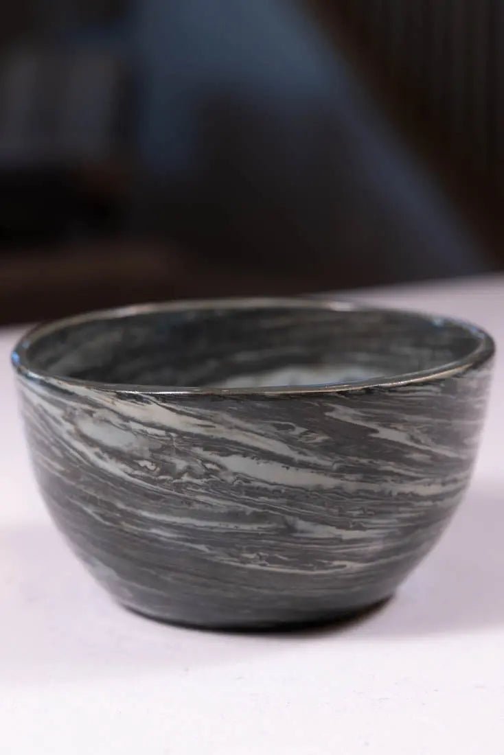 Medium Small Stoneware Neriage Marbled Decorative Bowl #28 - Handcrafted Ceramic Serving Bowl for Salads, Snacks & Home Decor | Big Bowl Series Collection