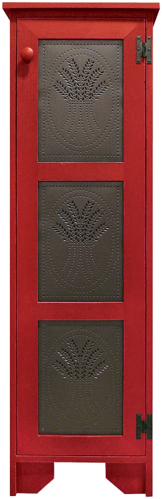 Sawdust City Kitchen Pie Cabinet - Old Red Vintage Style Wooden Storage for Baking Supplies | Perfect for Farmhouse, Rustic & Country Style Kitchens