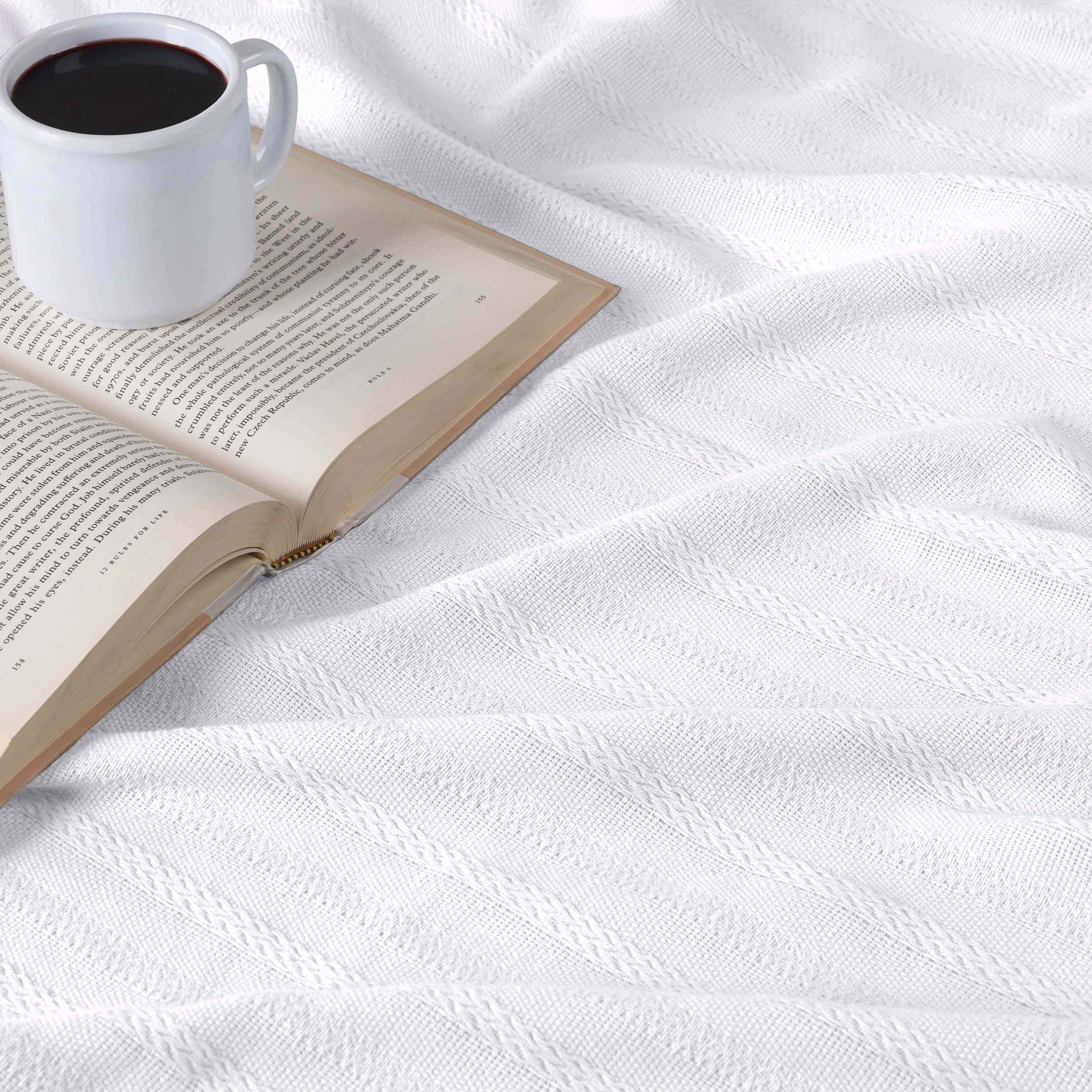 Soft Clara Cotton Textured Striped Lightweight Woven Blanket - Perfect for Sofa, Bed & Outdoor Picnics