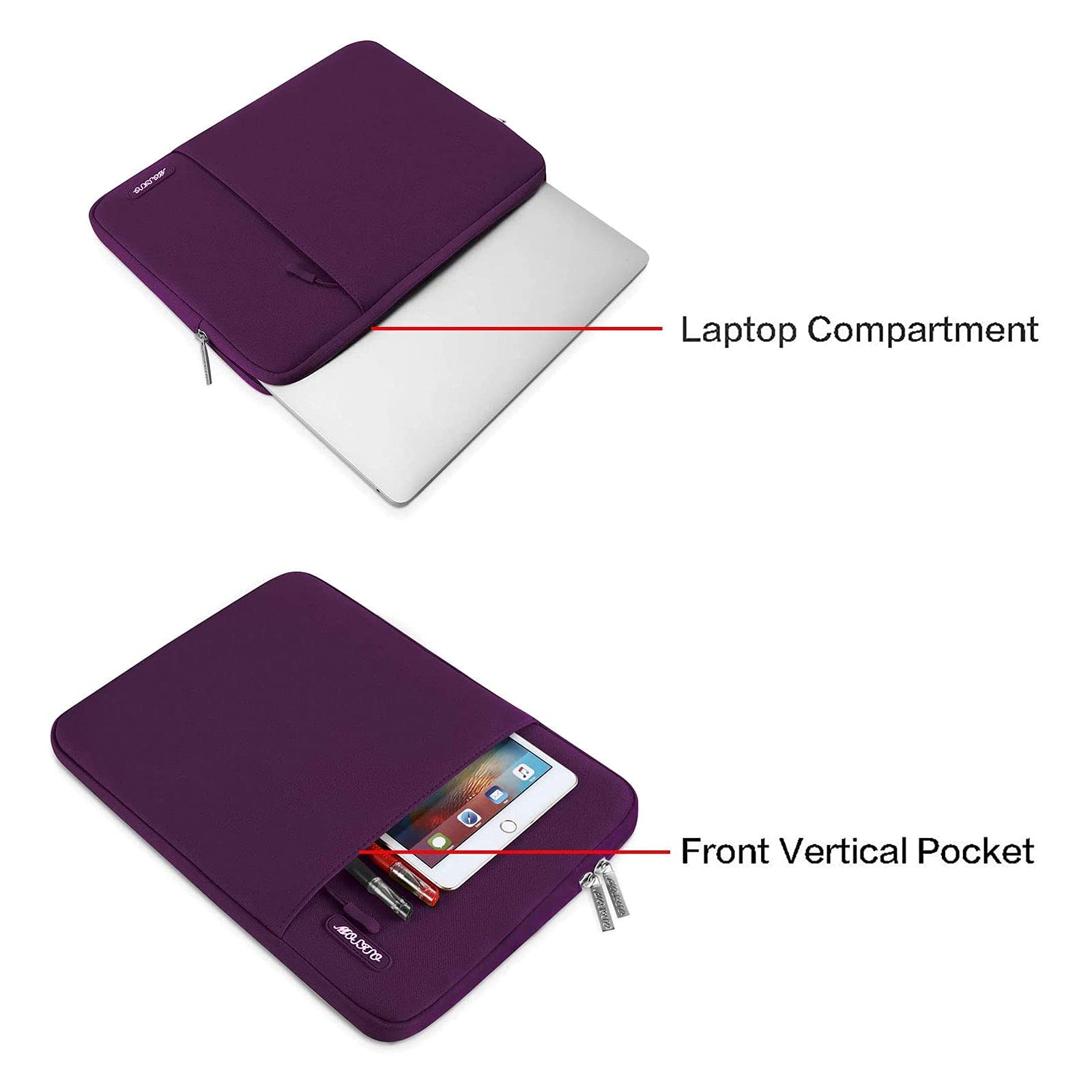 MOSISO 16 Inch Laptop Sleeve Case - Compatible with MacBook Pro 16 M4/M3/M2/M1, HP, Acer, Dell, Lenovo & ASUS 15-15.6 Inch Notebooks - Durable Polyester Vertical Computer Bag with Front Pocket (Magenta Purple) - Perfect for Work, School & Travel Protection