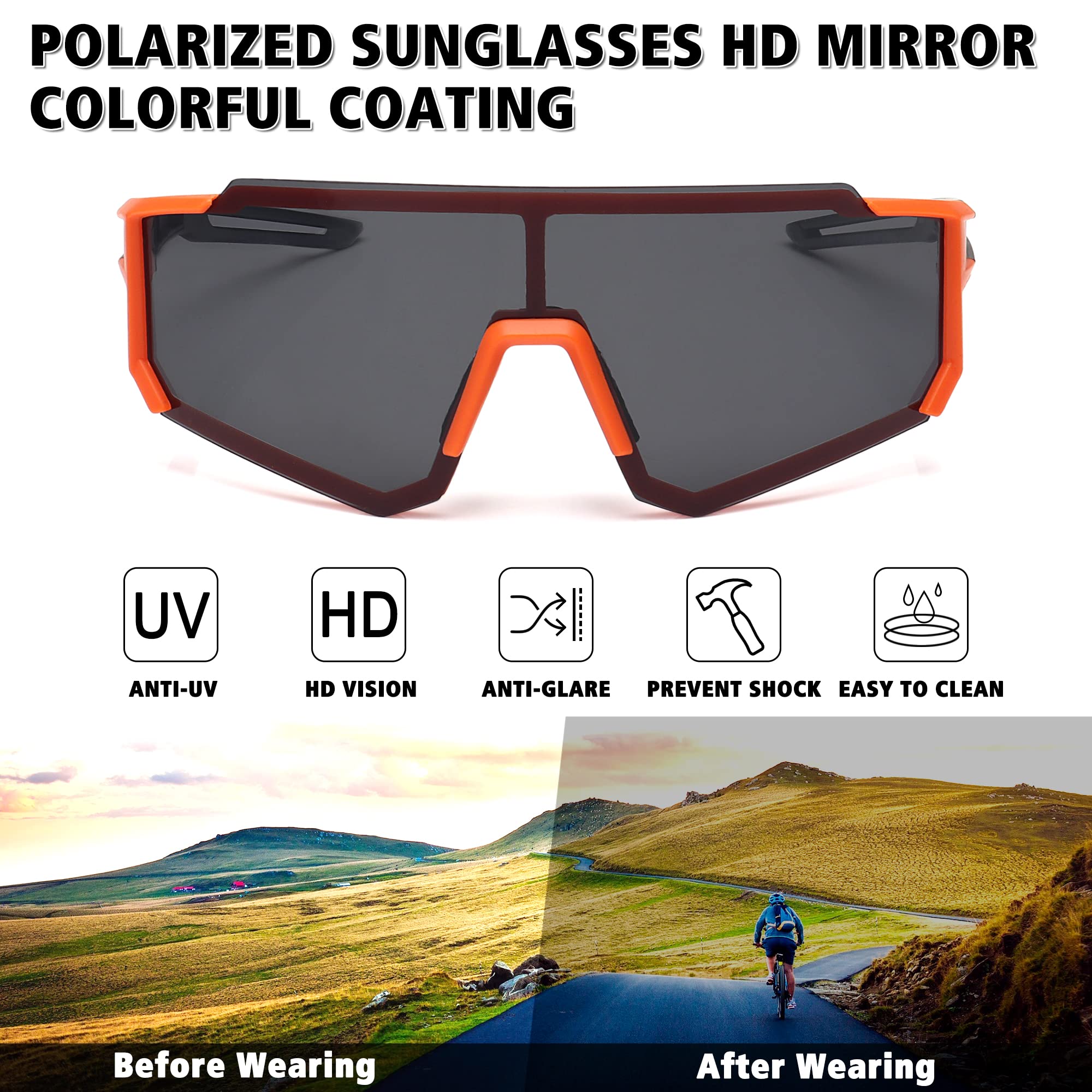 STORYCOAST Polarized Sports Sunglasses for Men & Women - UV400 Protection, Anti-Glare Driving, Fishing, Cycling & Mountain Bike Sunglasses - Perfect for Outdoor Activities & Sports Enthusiasts