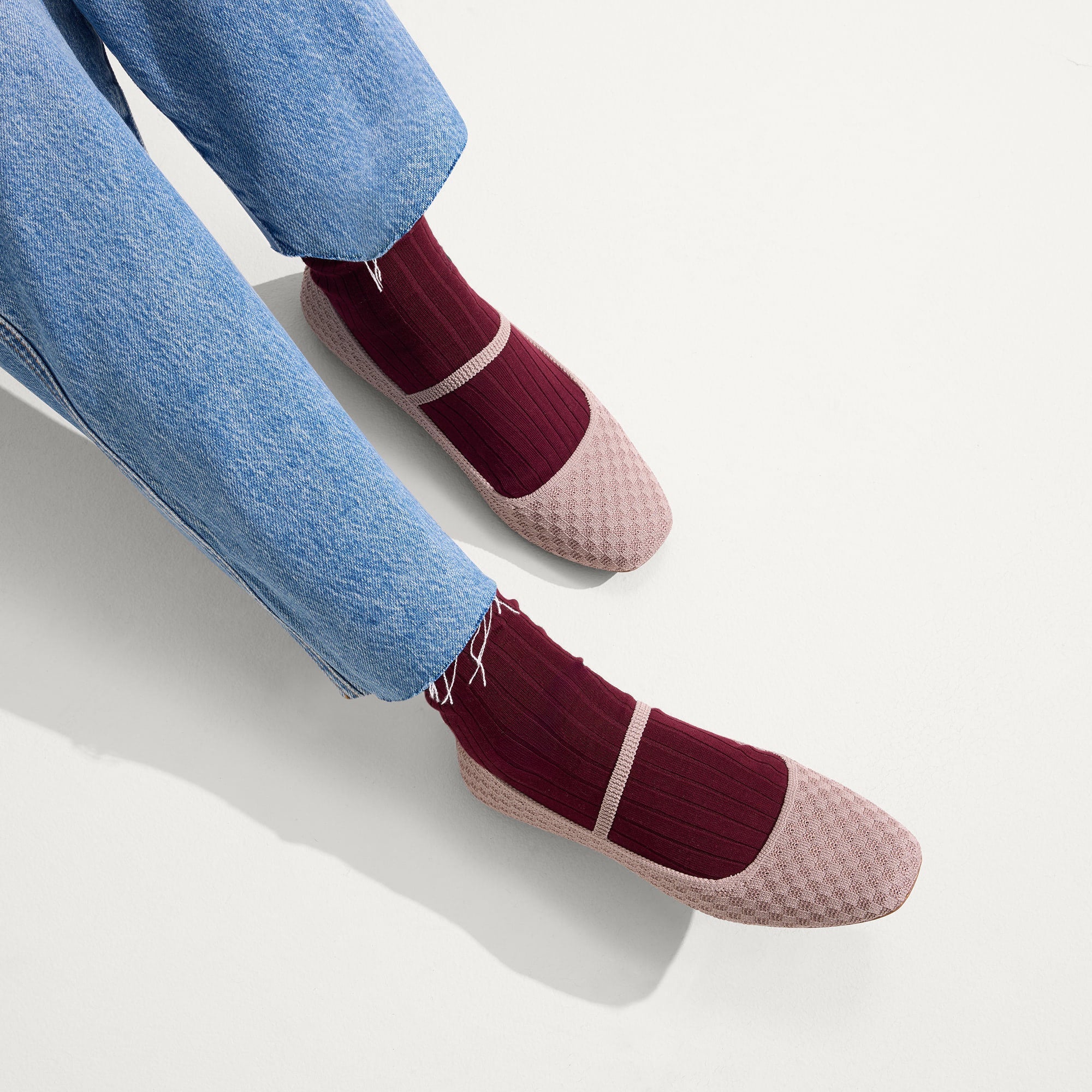 Max Square Mary Jane Shoes for Women - Dusty Lilac Basketweave Leather Flats - Comfortable Work & Casual Wear