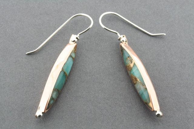 Amazonite Spear Earrings in Copper & Bronze - Boho Chic Jewelry for Women, Perfect for Parties & Everyday Wear