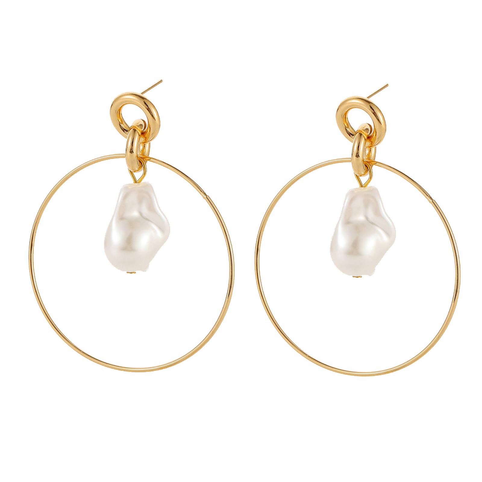 Stylish Red Geometric Beaded Earrings for Women - Gold Irregular Metal Dangle Earrings | Perfect for Parties, Weddings & Everyday Fashion Accessories