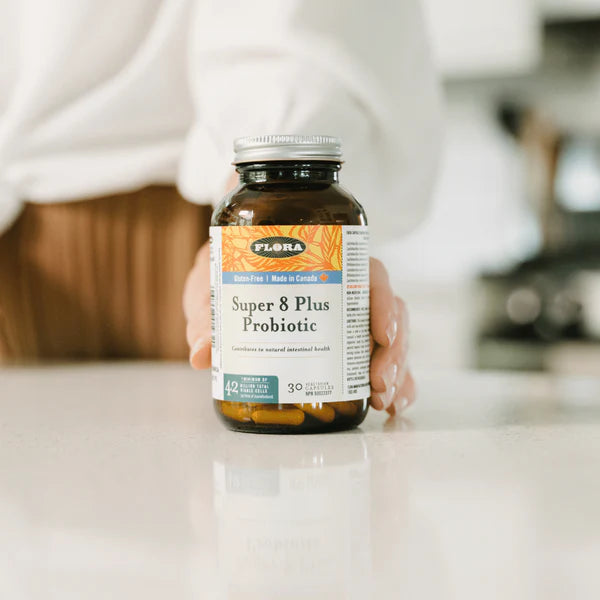 Flora Super 8 Plus Probiotic Supplement - 42 Billion CFU, 30 Veggie Capsules for Digestive & Immune Support - Daily Gut Health for Adults & Women