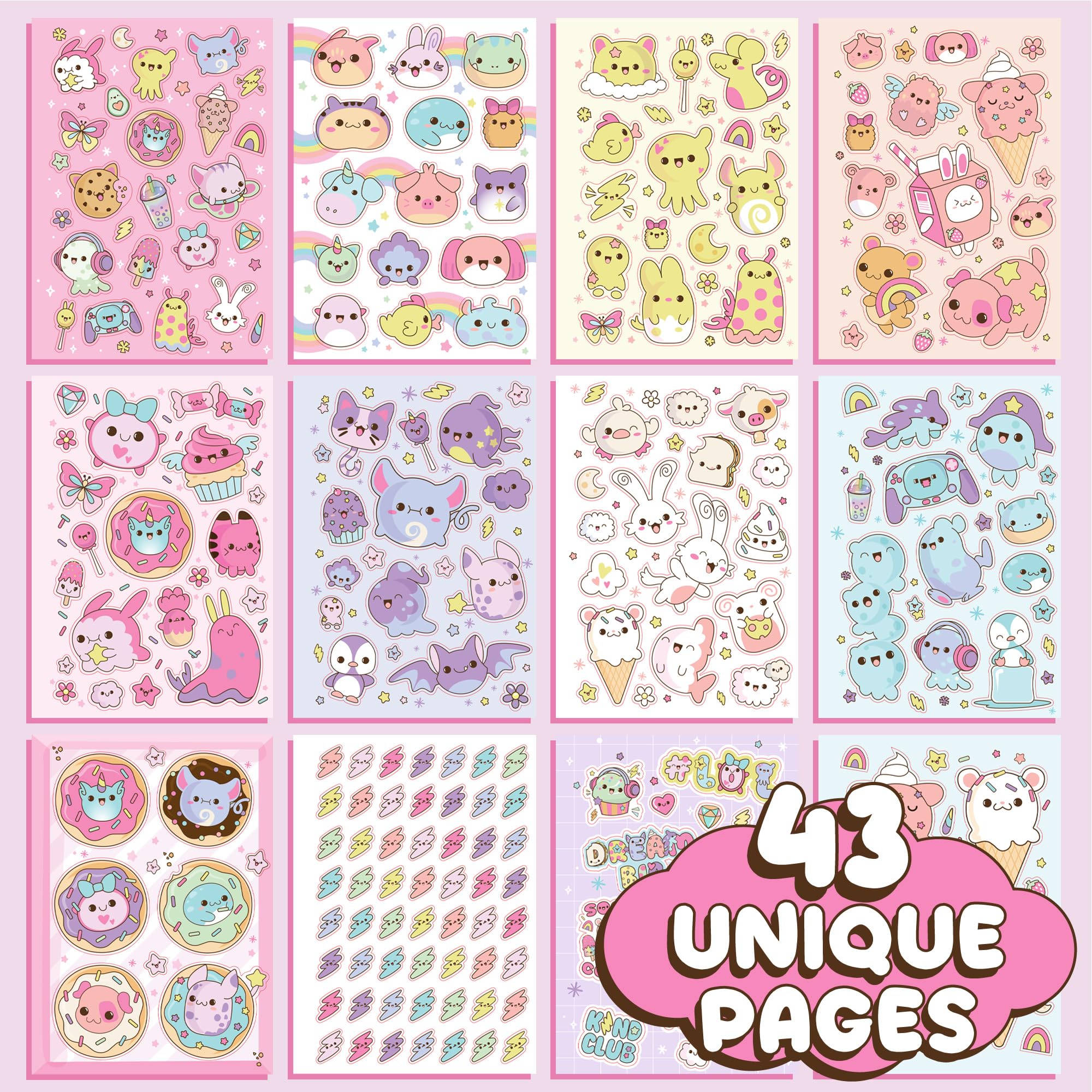 Just My Style 1500+ Cute Kawaii Stickers Set - 43-Page Sticker Book for Scrapbooking, Journaling, Planners & DIY Crafts - Includes Letter Stickers, Happy Planner Stickers, Laptop & Water Bottle Decals - Perfect for Kids, Teens & Adults - Great for School, Office, Home Decor & Gift Giving