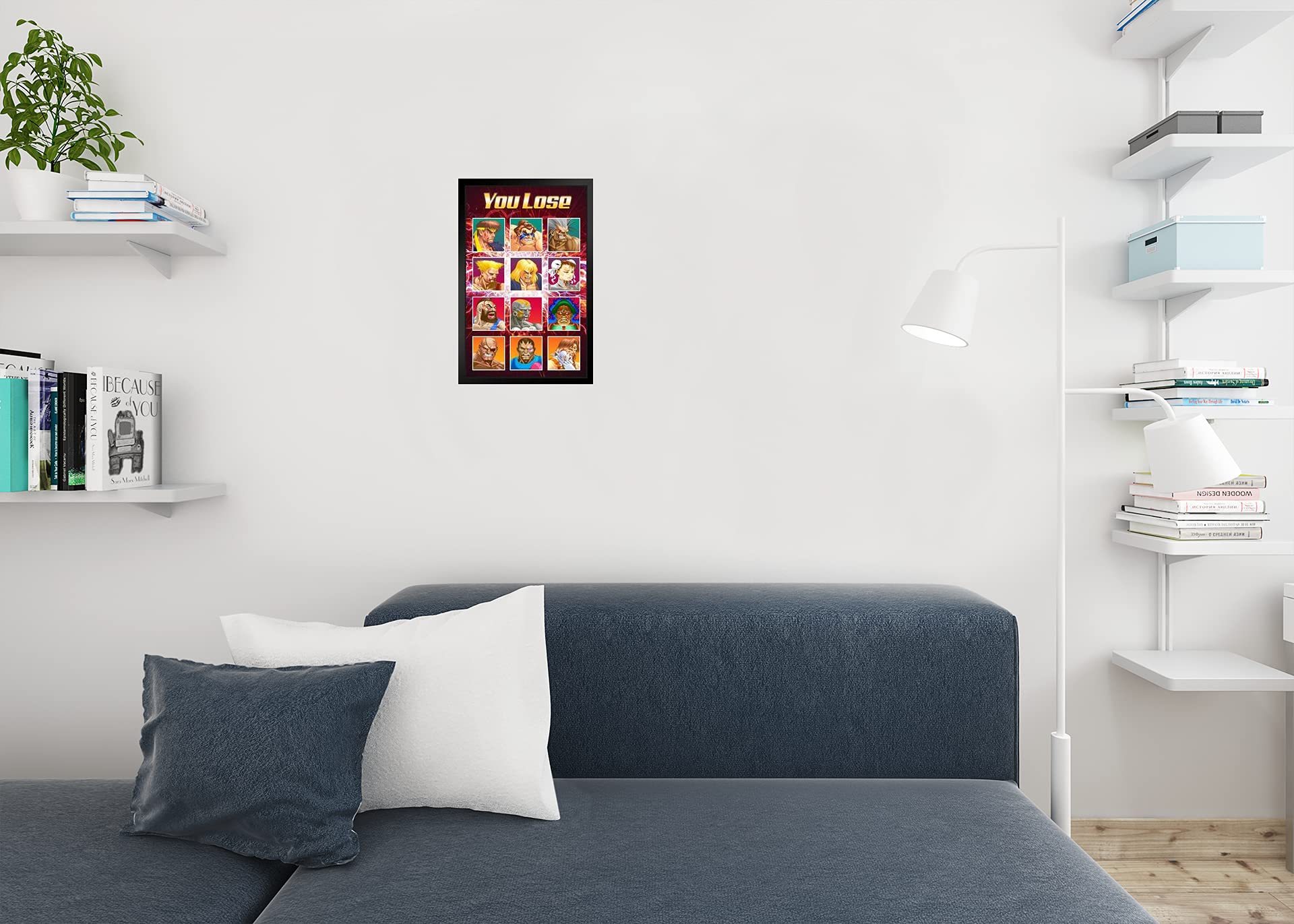 Street Fighter 'You Lose' Defeated Challengers CAPCOM Video Game Wall Art - Classic Fighting Game Merchandise, Black Wood Framed Poster 14x20 Inches - Perfect for Gamers Room, Man Cave & Arcade Themed Decor