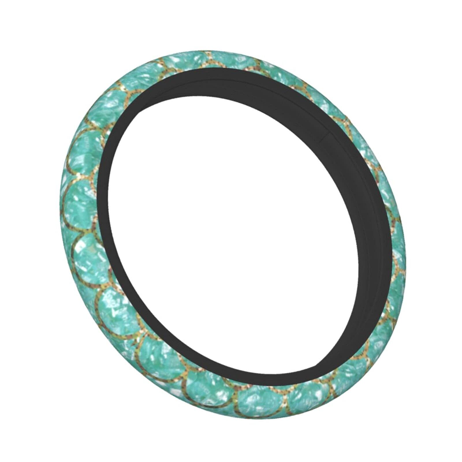 15 Inch Green Mermaid Steering Wheel Cover - Cute Car Accessories for Women & Girls - Funny SUV Steering Wheel Wrap Decor - Perfect for Daily Commute & Road Trips