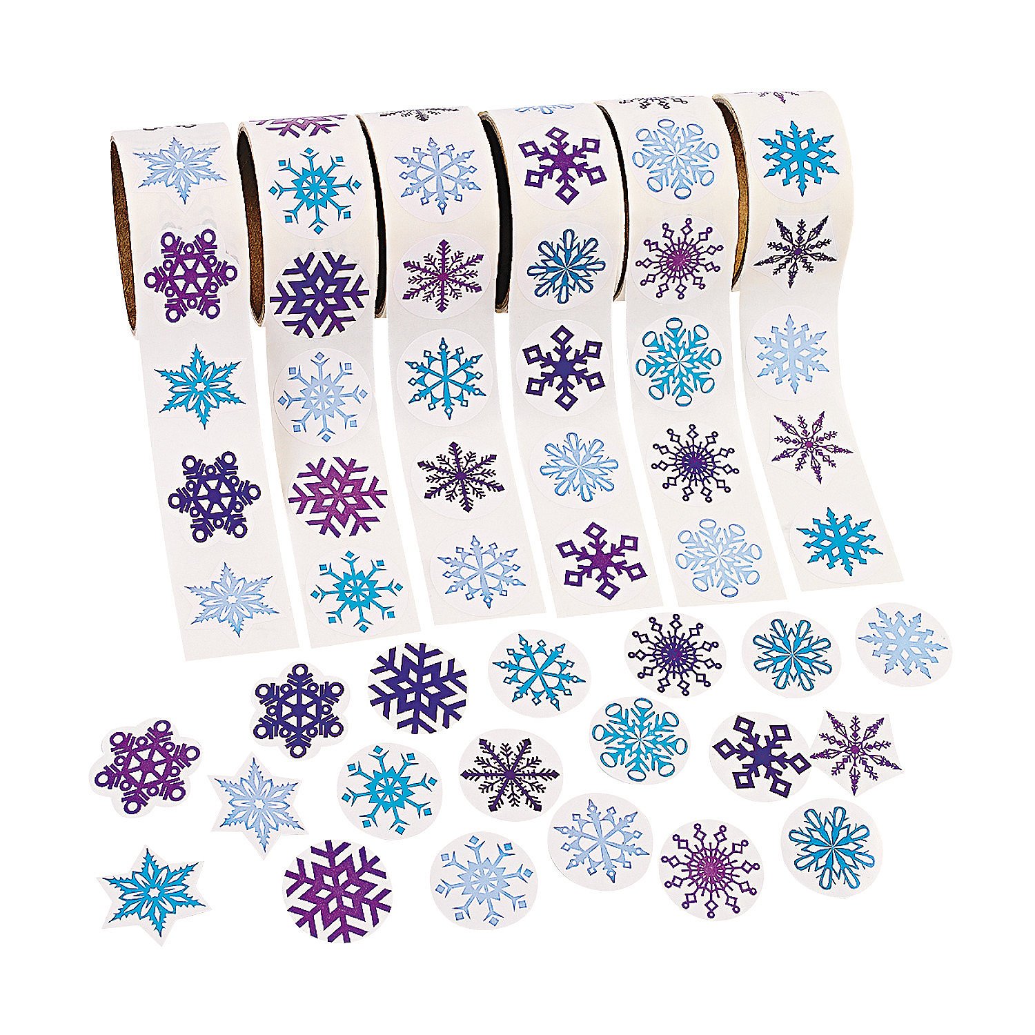 Snowflake Stickers Roll - 300 Winter Stickers for Crafts & Scrapbooking