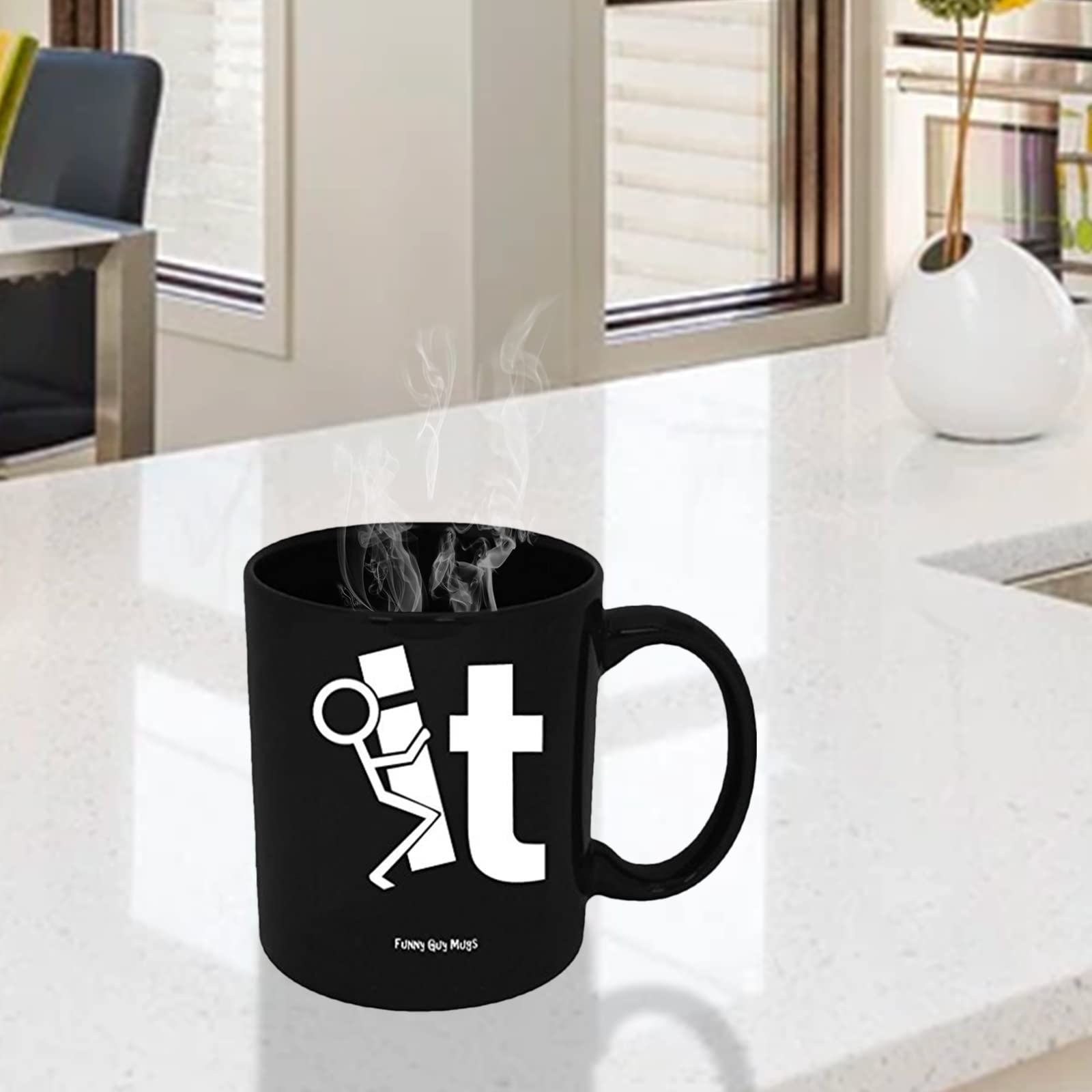 Funny Guy Mugs 'F It' Ceramic Coffee Cup - 11oz Humorous Novelty Mug with Sarcastic Quote - Perfect Gift for Men & Women - Great for Office, Home Use or Gag Gifts