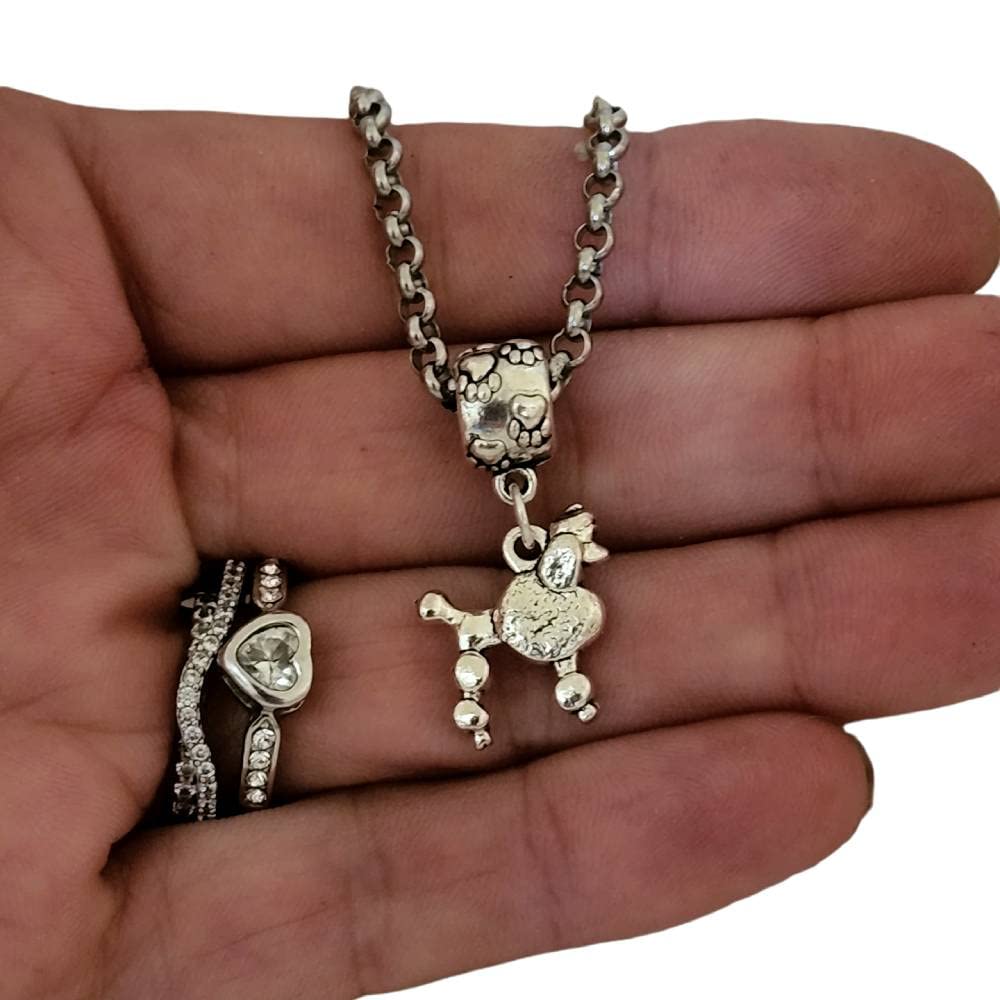 Mini Poodle Charm Bracelet Necklace Keychain Set - Cute Mini Poodle Pendant Jewelry for Women | Perfect Gift for Dog Lovers, Birthday & Anniversary
