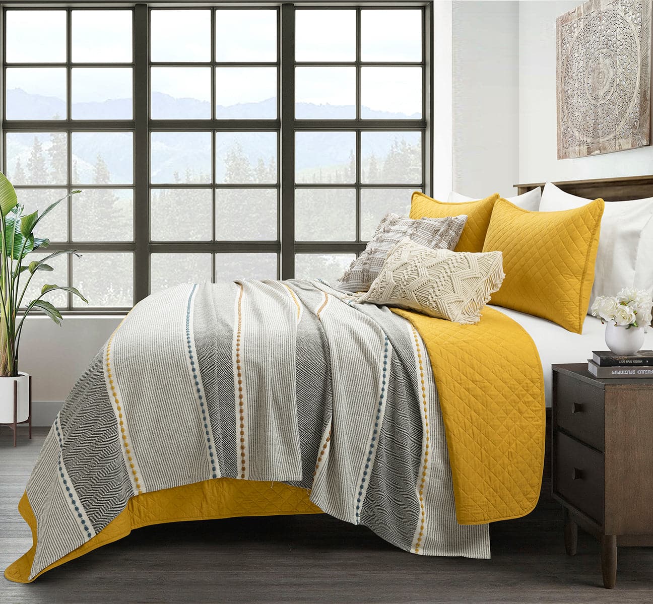 Premium Herringbone Stripe Yarn-Dyed Cotton Blanket - Soft & Breathable Throw Coverlet for Bed, Sofa & Couch - Perfect for All Seasons Home Decor & Cozy Nights
