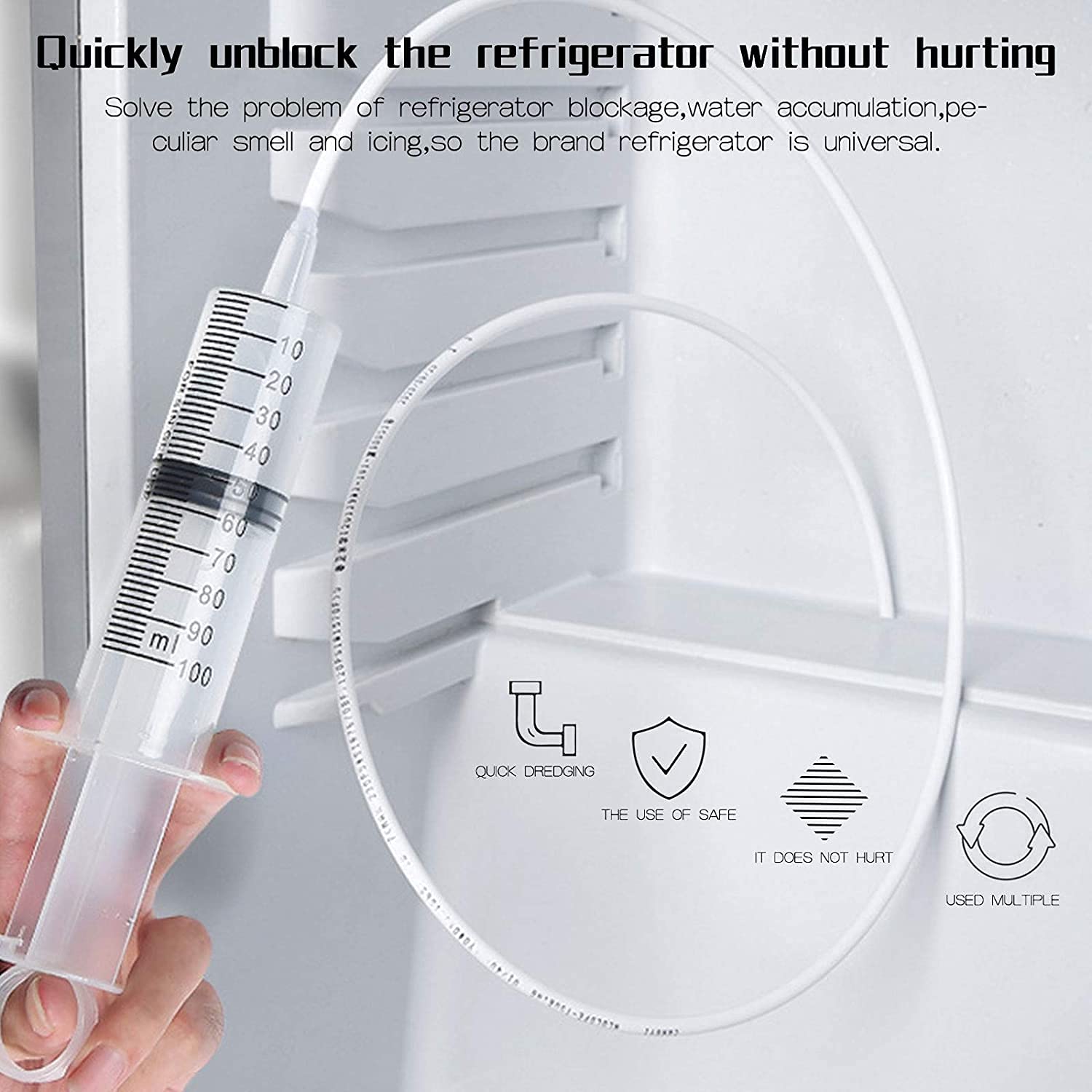 Refrigerator Drain Hole Cleaner Kit - 5-Piece Reusable Ice Shovel, Drain Pipe Cleaner & Deicing Tool Set for Home Fridge Maintenance - Perfect for Defrosting, Unclogging & Deep Cleaning Refrigerators