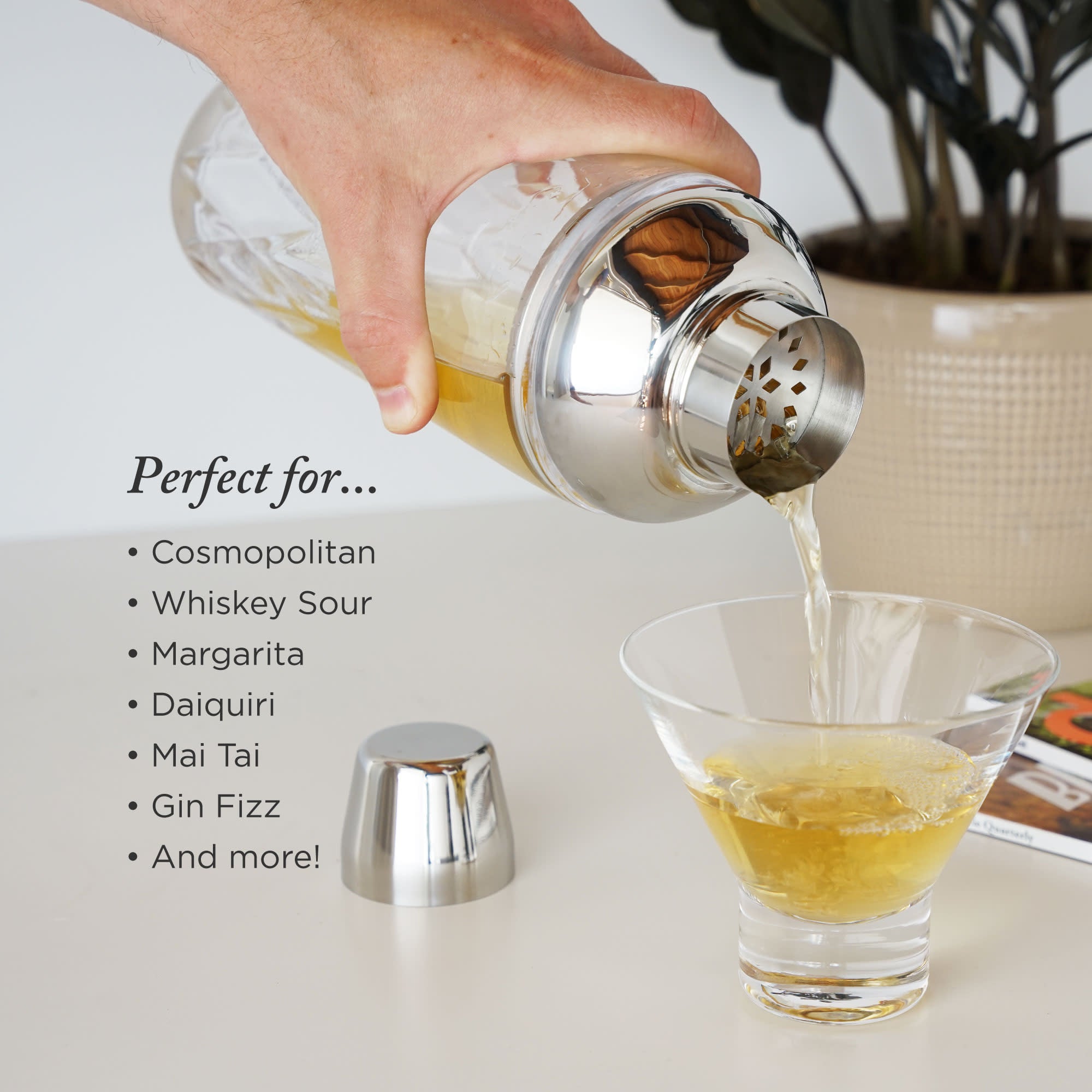 Premium Admiral Crystal Cocktail Shaker Set - 24oz Stainless Steel Bar Mixing Tool for Martini, Margarita & Whiskey Sour - Perfect for Home Bars, Parties & Professional Bartenders
