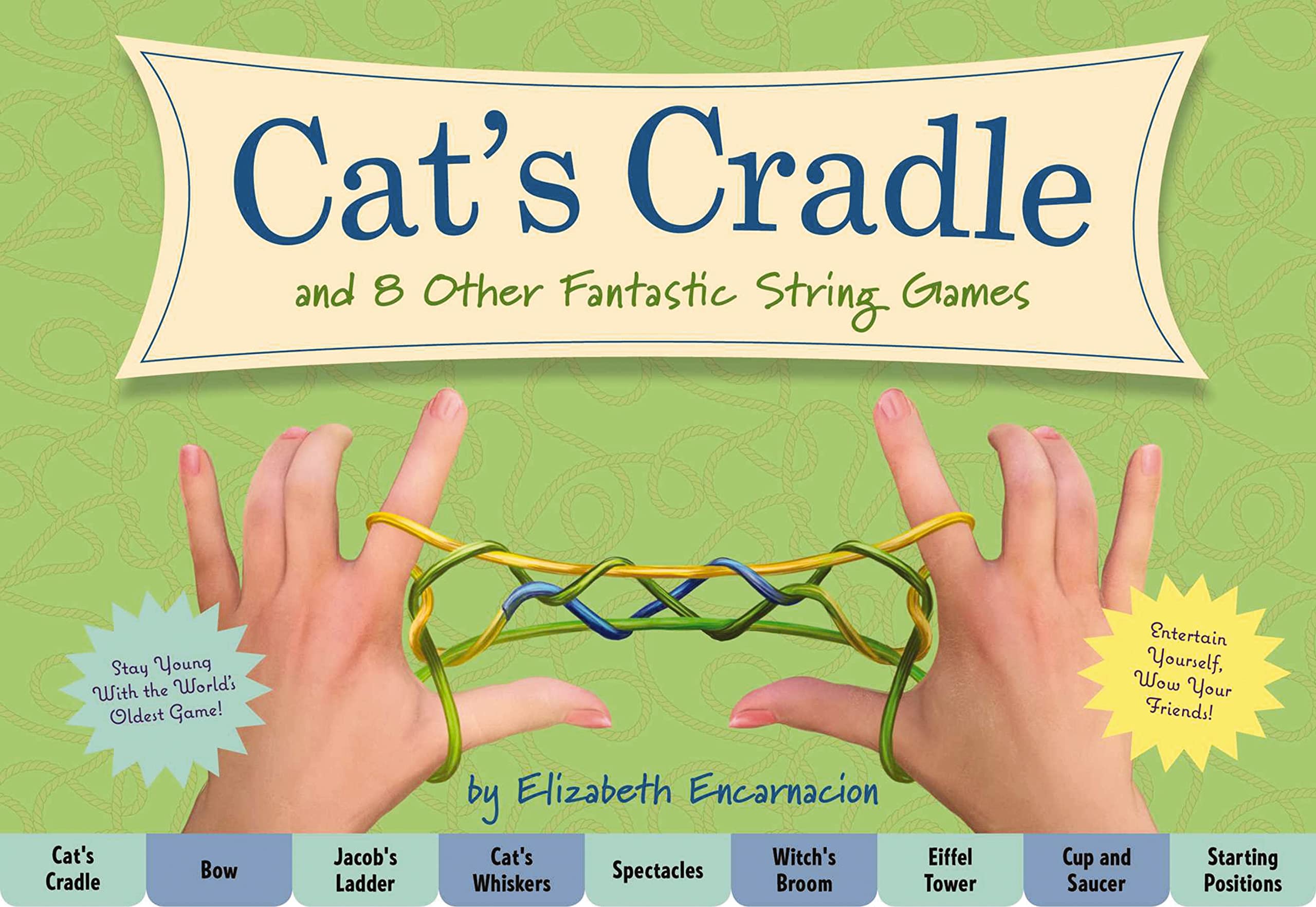 The Cat's Cradle & 8 Fun String Games for Kids - Classic Hand String Tricks for Unplugged Playtime, Travel & Indoor Activities
