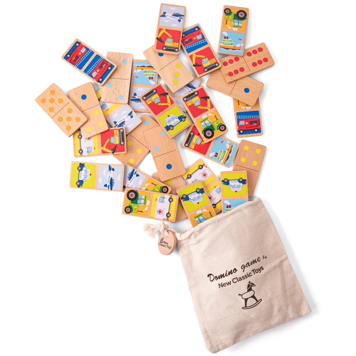 Classic Domino Game Set with Vehicles - 108 Colorful Pieces for Kids & Family Fun | Perfect for Indoor Play, Birthday Gifts & Educational STEM Toys