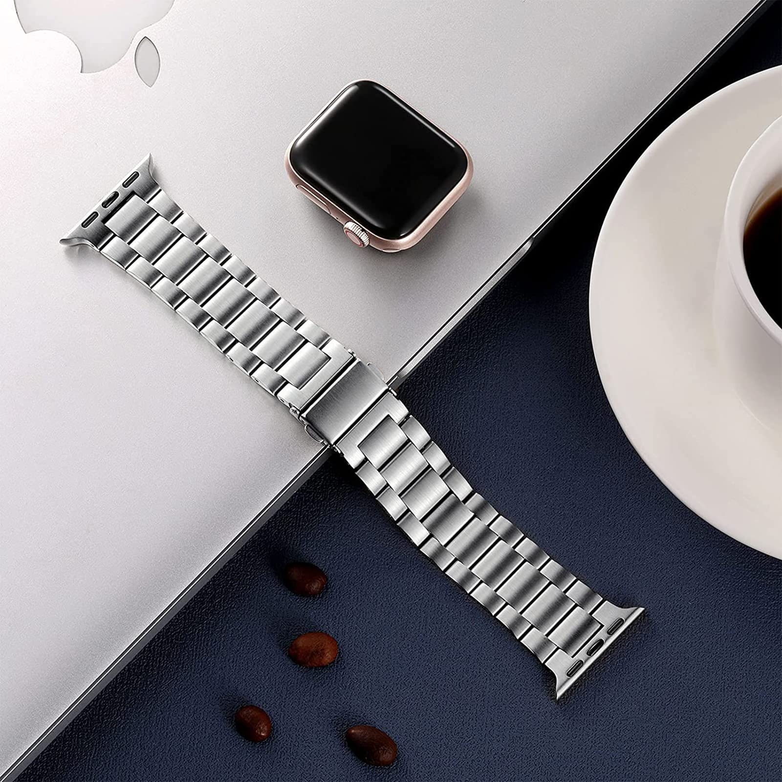 Premium Stainless Steel Apple Watch Band Compatible with Series 9/8/7/6/5/4/3/2/1 & SE & Ultra 2 - 38mm 40mm 41mm 42mm 44mm 45mm 49mm - Durable Metal Replacement Strap for Men & Women - Perfect for Workouts, Office & Everyday Wear