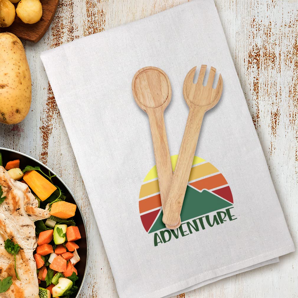 Stylish Printed Mother's Day Kitchen Towels - Sun Mountain Camping Design - Absorbent Flour Sack Dish Towels for Cooking, Cleaning & Home Decor