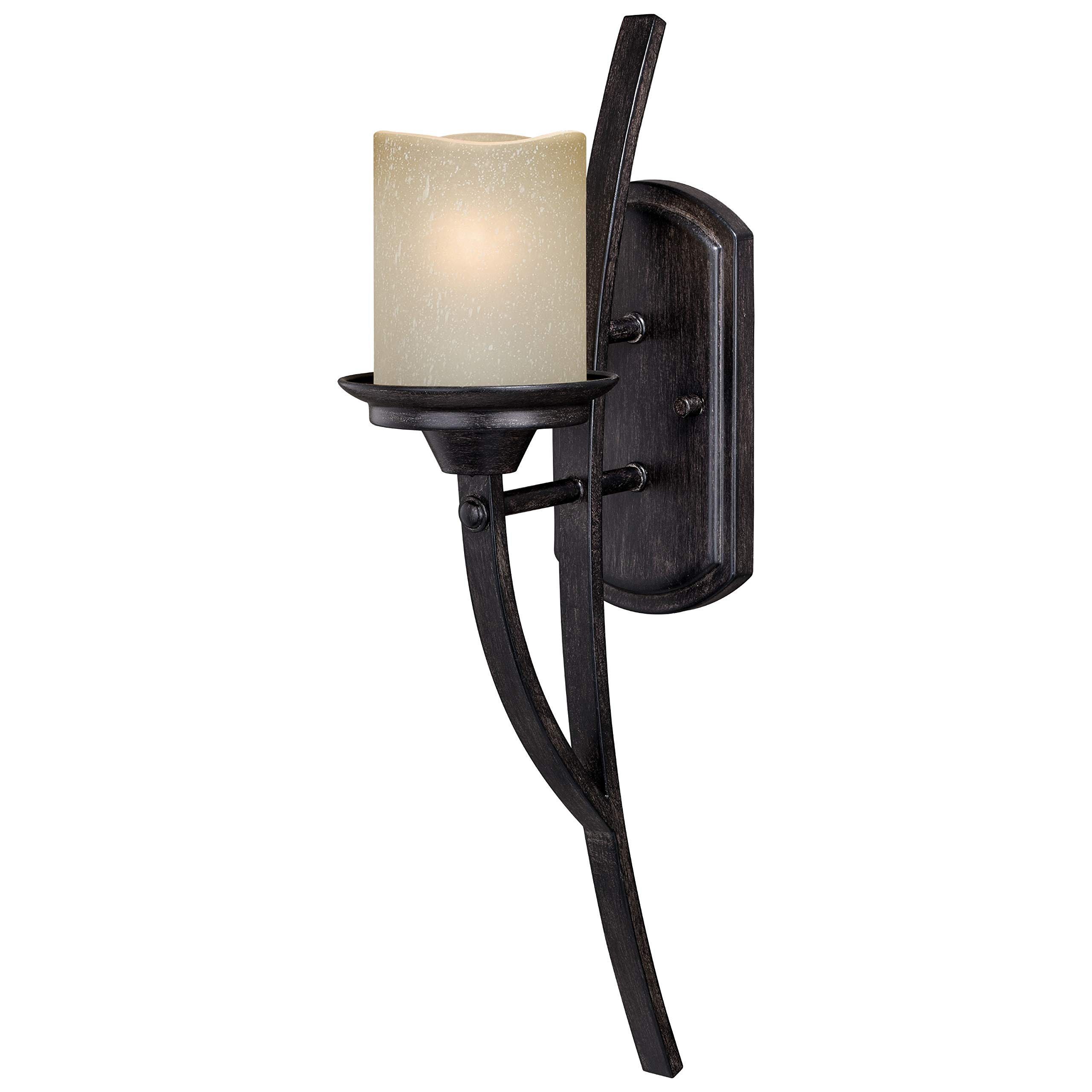 Halifax 1-Light Bronze Rustic Wall Sconce with Cream Glass Shade - Perfect for Bedroom, Living Room, and Hallway Lighting