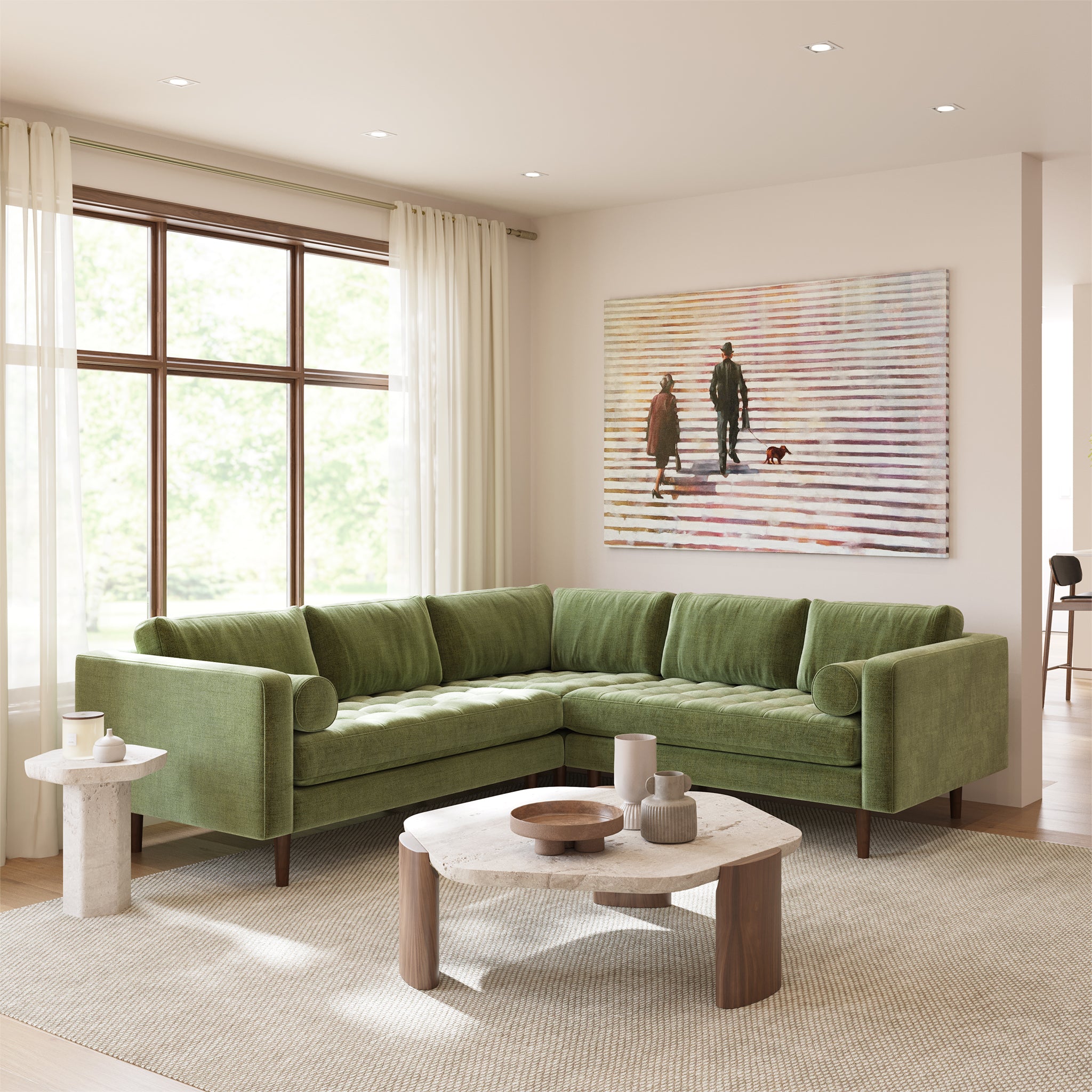 Luxury Napa Velvet Corner Sectional Sofa - Modern L-Shaped Couch for Living Room, Home Theater & Lounge Areas - Soft & Durable Upholstered Furniture for Family Gatherings & Relaxation
