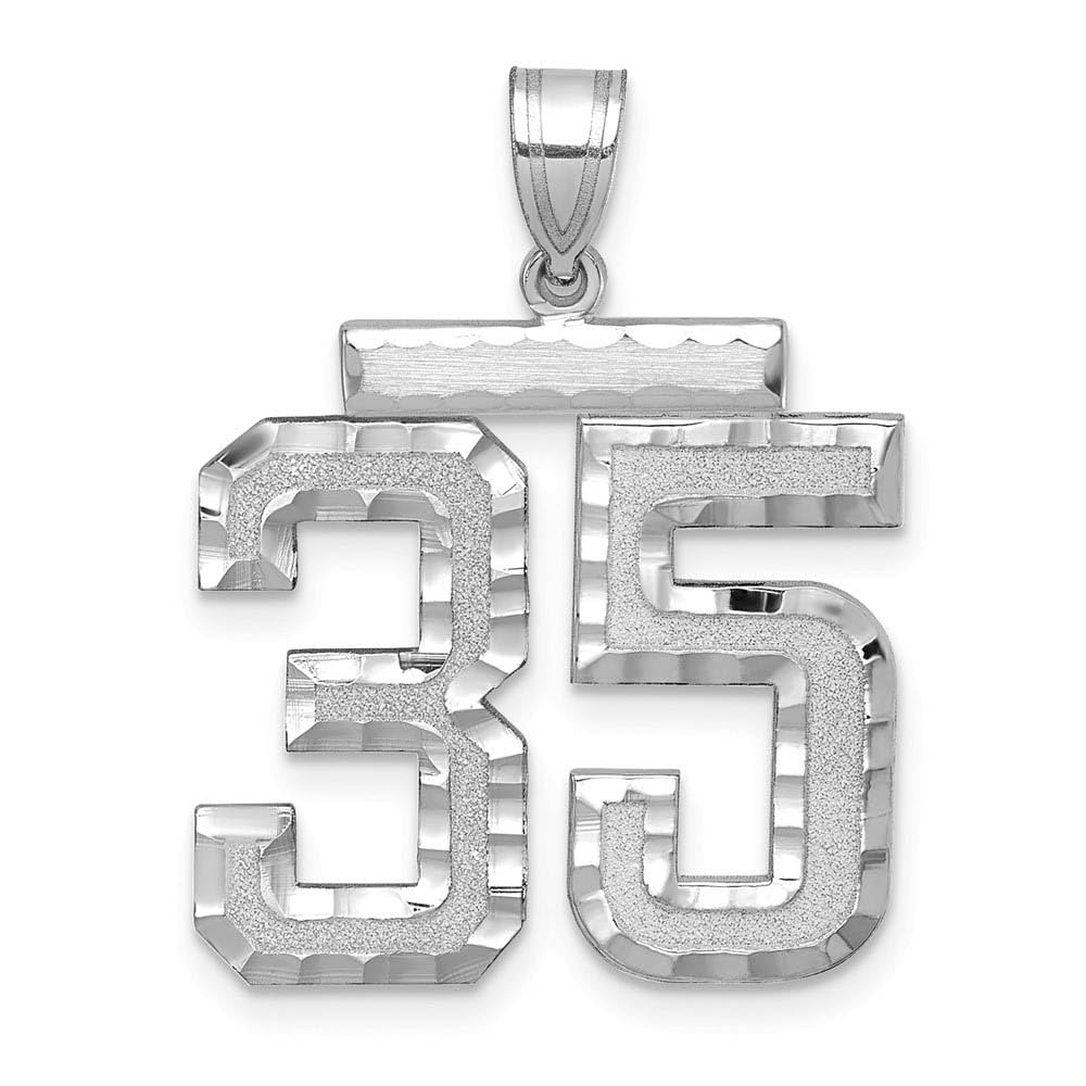 The Black Bow 14k White Gold Varsity Collection Large D/C Pendant Number 35 - Perfect for Graduation Gifts and Special Occasions