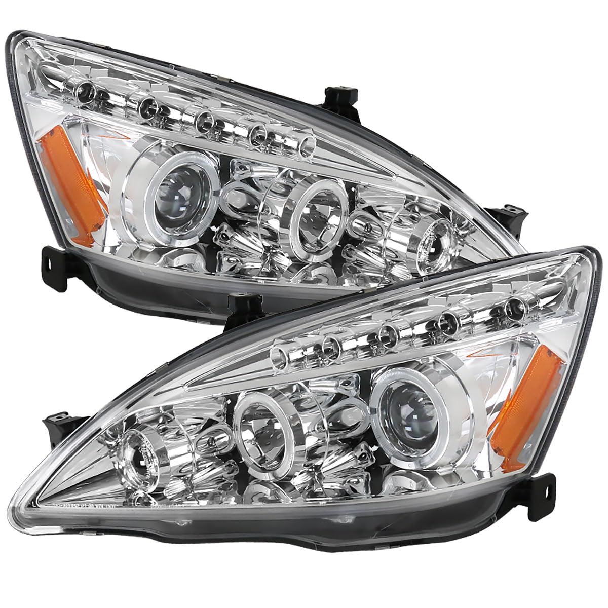 03-07 Honda Accord 2/4 Door Clear LED Dual Halo Projector Headlights - High Performance Replacement Headlamps for Night Driving & Style Upgrade