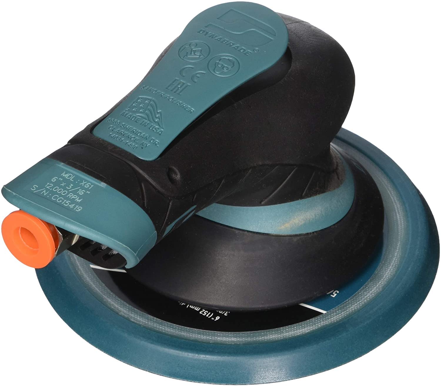 Dynabrade X61 Dynorbital Extreme 6-Inch (152mm) Random Orbital Sander - Non-Vacuum, Vinyl Pad Face, 3/16
