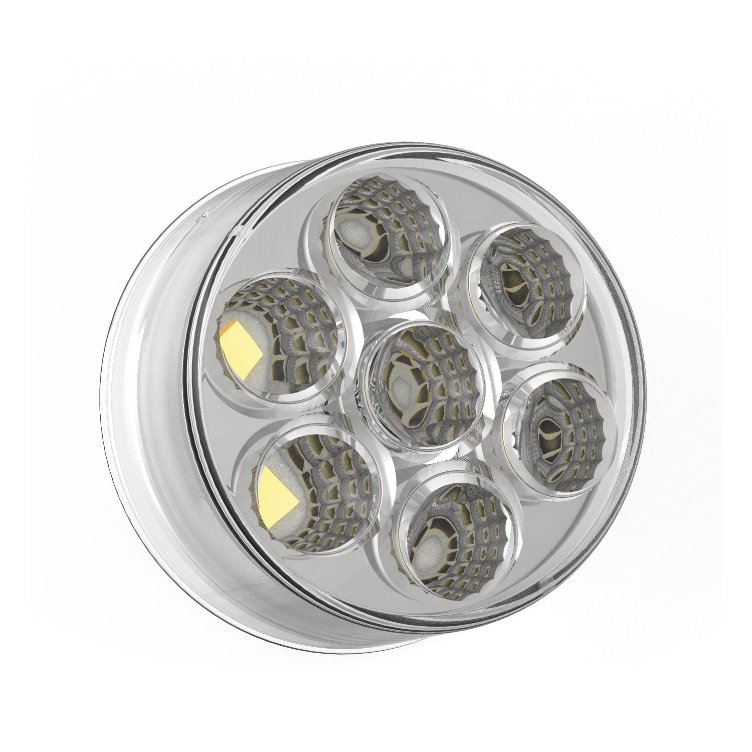 Fortpro 2 Inch Round Dual Function Multivoltage LED Lights - Red & Amber LED with Clear Lens (Model F238701) for Trucks, Trailers, and Emergency Vehicles