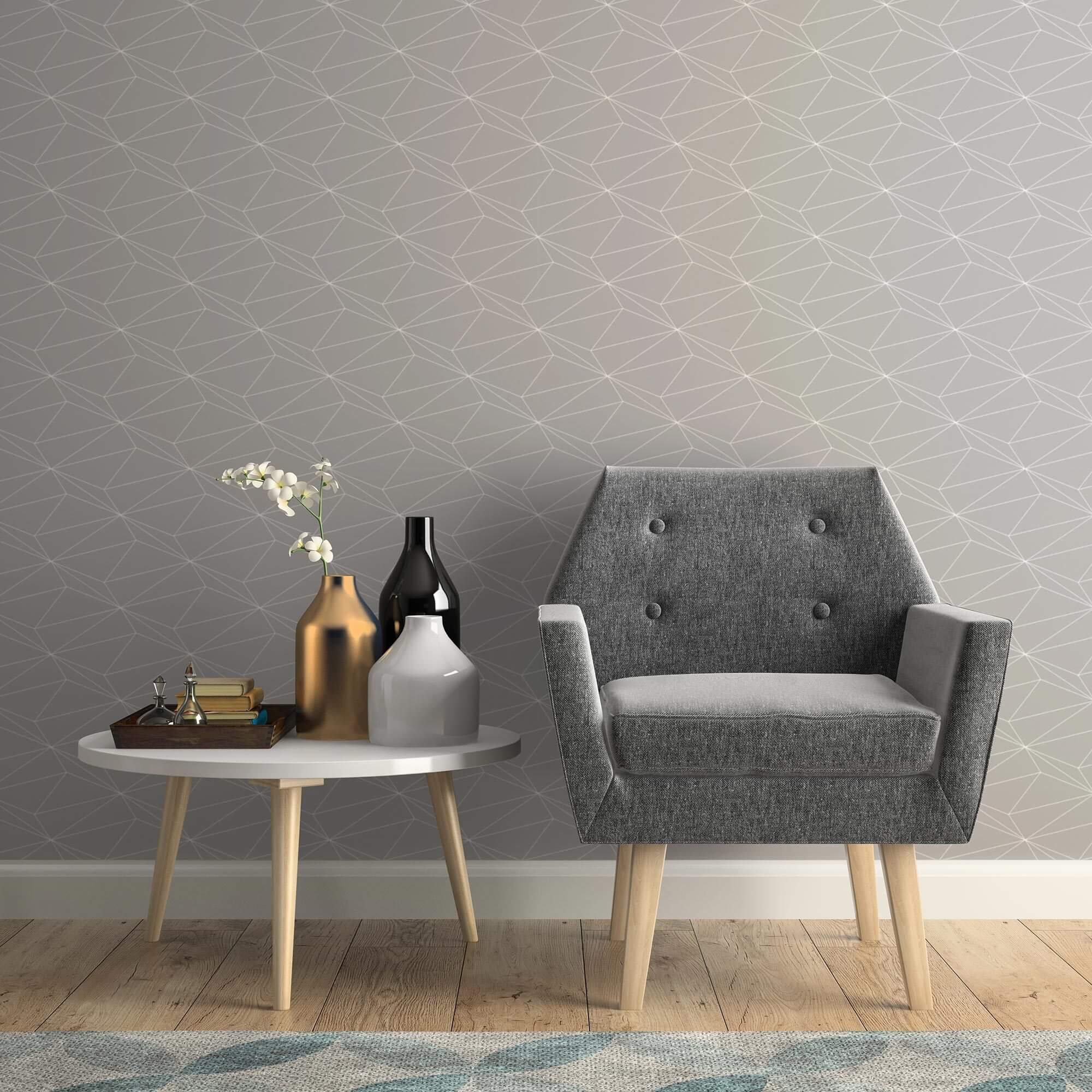 Gray and White Triangles Peel and Stick Removable Wallpaper - Self-Adhesive Geometric Wall Decor for Bedroom, Living Room, Nursery & Office - Easy to Apply & Remove
