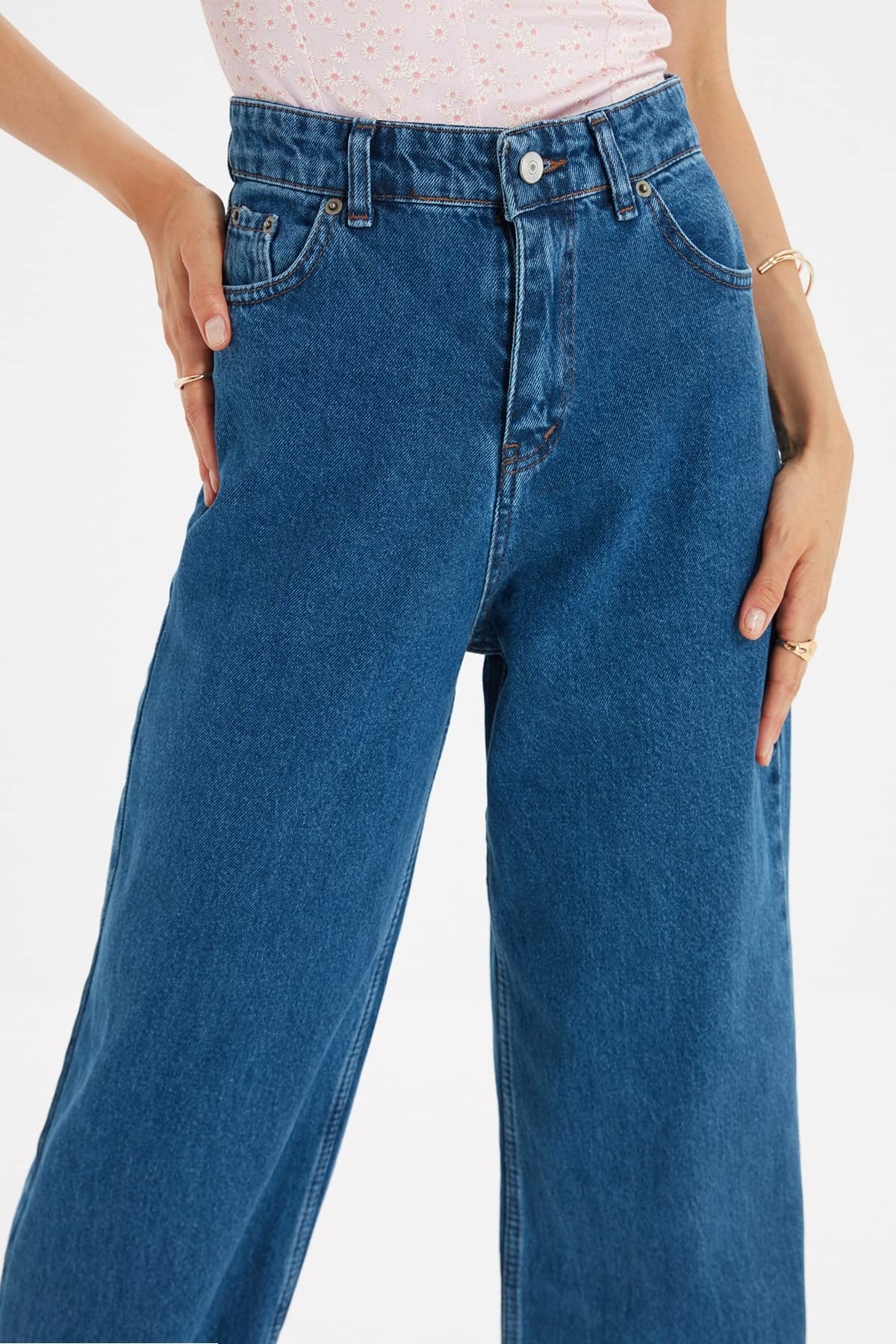 Trendyol Women's High-Rise Wide Leg Jeans - Comfortable Stretch Denim Pants for Casual & Office Wear