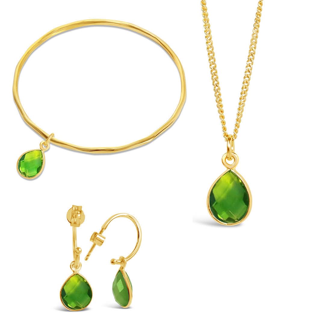 Peridot Gold Charm Bangle - August Birthstone Jewelry for Women, Elegant & Dainty Bracelet for Everyday Wear, Gift for Her | Perfect for Birthdays, Anniversaries & Special Occasions