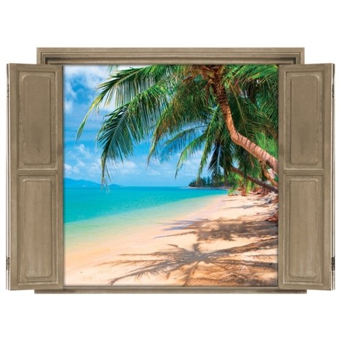 Peel & Stick Wall Decals - Beach Window View Wall Stickers (48x36 inches) - Perfect for Bedroom, Nursery & Office Decor
