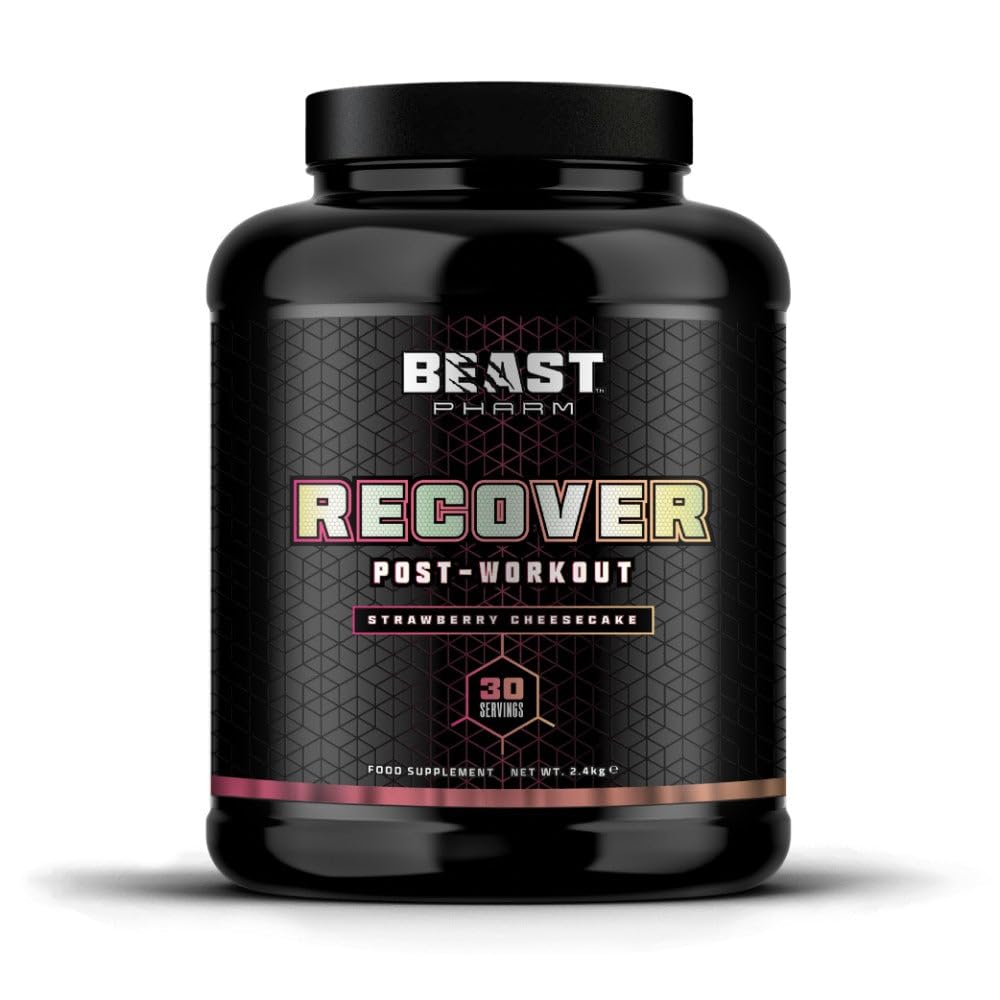 Beast Pharm Post Workout Recovery Protein Powder 2.4kg (5.3lb) - Strawberry Cheesecake Flavor - Muscle Recovery & Growth Supplement for Athletes & Bodybuilders - Ideal for Gym, Fitness & Weight Training