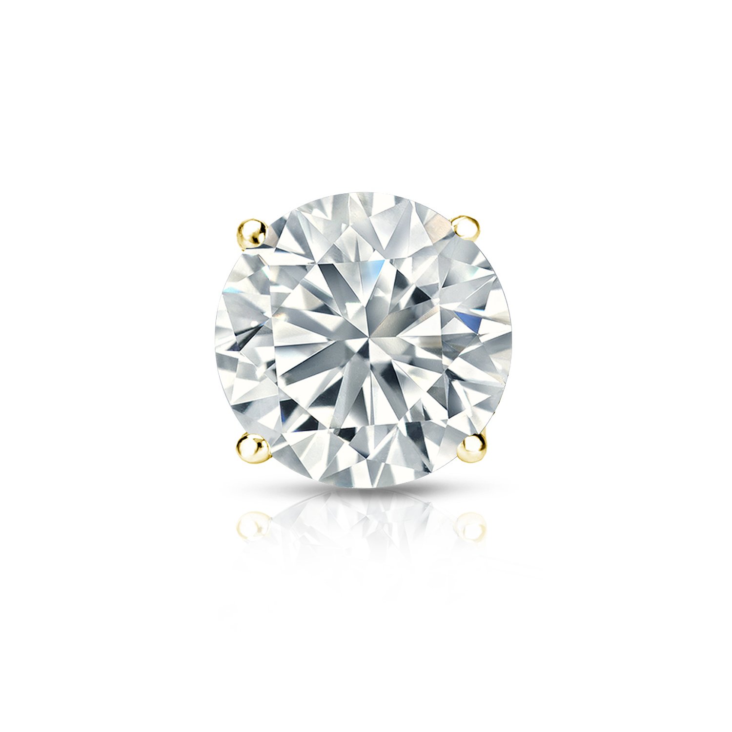 18K Yellow Gold 4-Prong Basket Round Diamond Stud Earrings (1/8 cttw, H-I Color, I2-I3 Clarity) with Screw Back for Women - Perfect for Everyday Wear, Special Occasions & Gift Giving