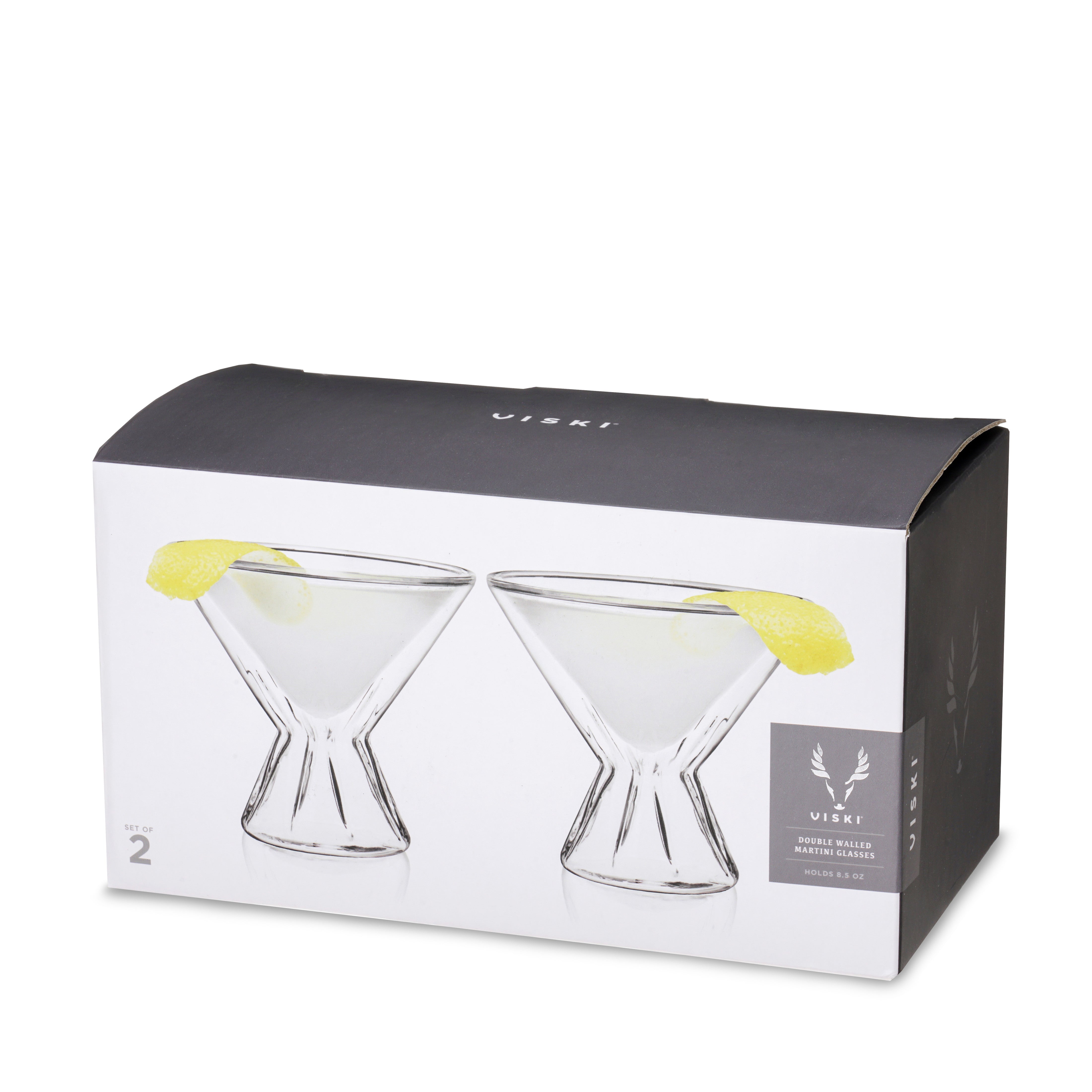 Premium Double Walled Insulated Martini Glasses - Set of 4, Shatter-Resistant Crystal Clear Cocktail Cups for Chilled Martinis, Perfect for Home Bars, Parties & Elegant Entertaining