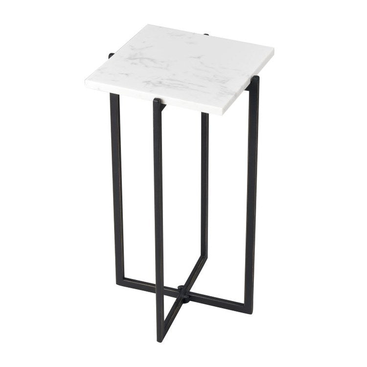 Lanier Square Accent Table - 10 x 18 Inch Black/White End Table - Perfect for Living Room, Bedroom or Office Decor