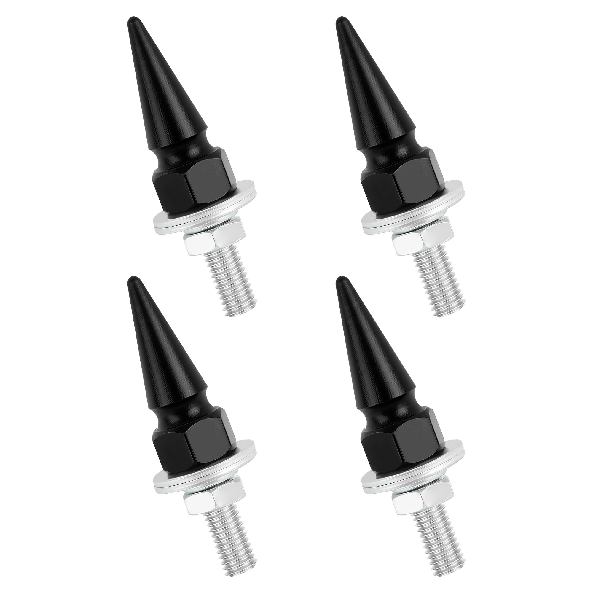 4PCS Black Spiked License Plate Screws - Universal Car & Motorcycle Accessories, Anti-Theft Bolts & Nuts Set for Vehicles, SUVs, Trucks - Perfect for Customizing & Securing Your License Plate