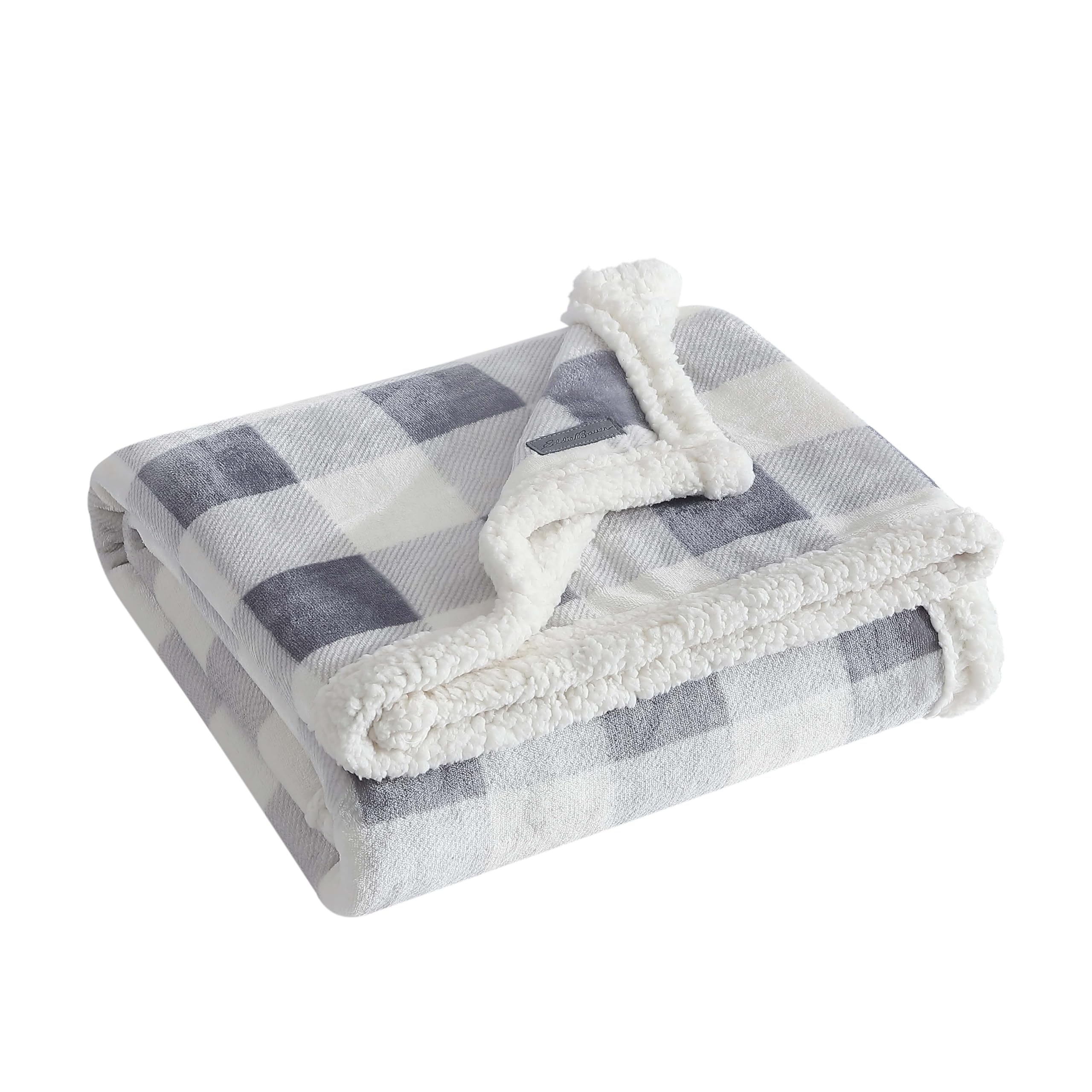 Eddie Bauer Super Soft Reversible Sherpa & Brushed Fleece Throw Blanket - Warm Cozy Bedding for Couch, Sofa, Bed - Perfect for Lounging, Movie Nights & Winter Comfort (Chrome)