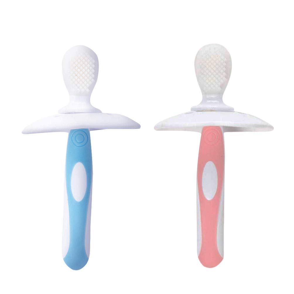 **Healifty Soft Silicone Baby Toothbrush - Gentle Infant & Toddler Training Toothbrush for Oral Care - BPA-Free Kids Dental Cleaning Brush (2-Pack, Blue) - Perfect for First Teeth & Early Brushing Habits**    *(Ideal for Babies 6+ Months, Teething Relief & Gentle Gum Massage)*