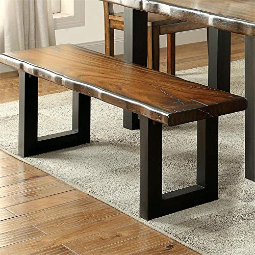 Furniture of America Tobacco Oak Wooden Dining Bench - Rustic Farmhouse Style for Kitchen, Dining Room & Entryway Seating